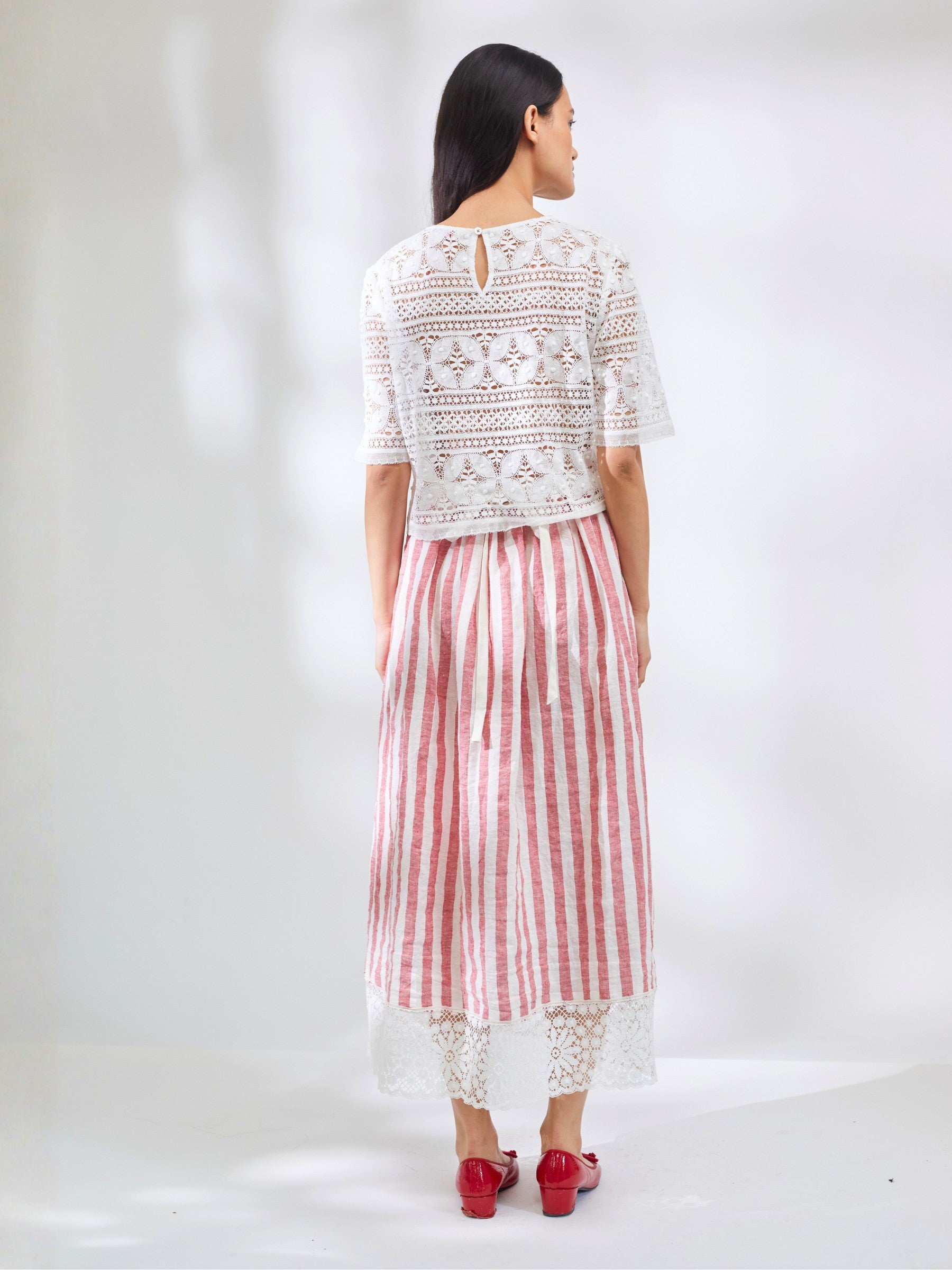 Linen and Nottingham Lace Skirt | Made in England | Justine Tabak