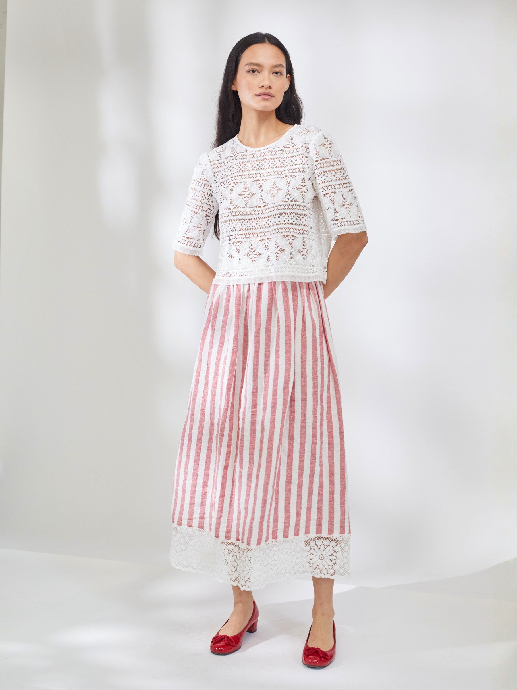 Linen and Nottingham Lace Skirt | Made in England | Justine Tabak