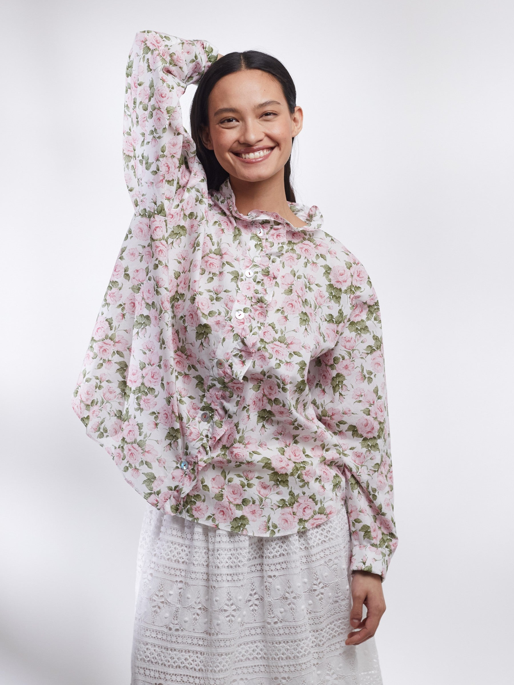Selby Ruffle Shirt in Classic Liberty Pink Rose