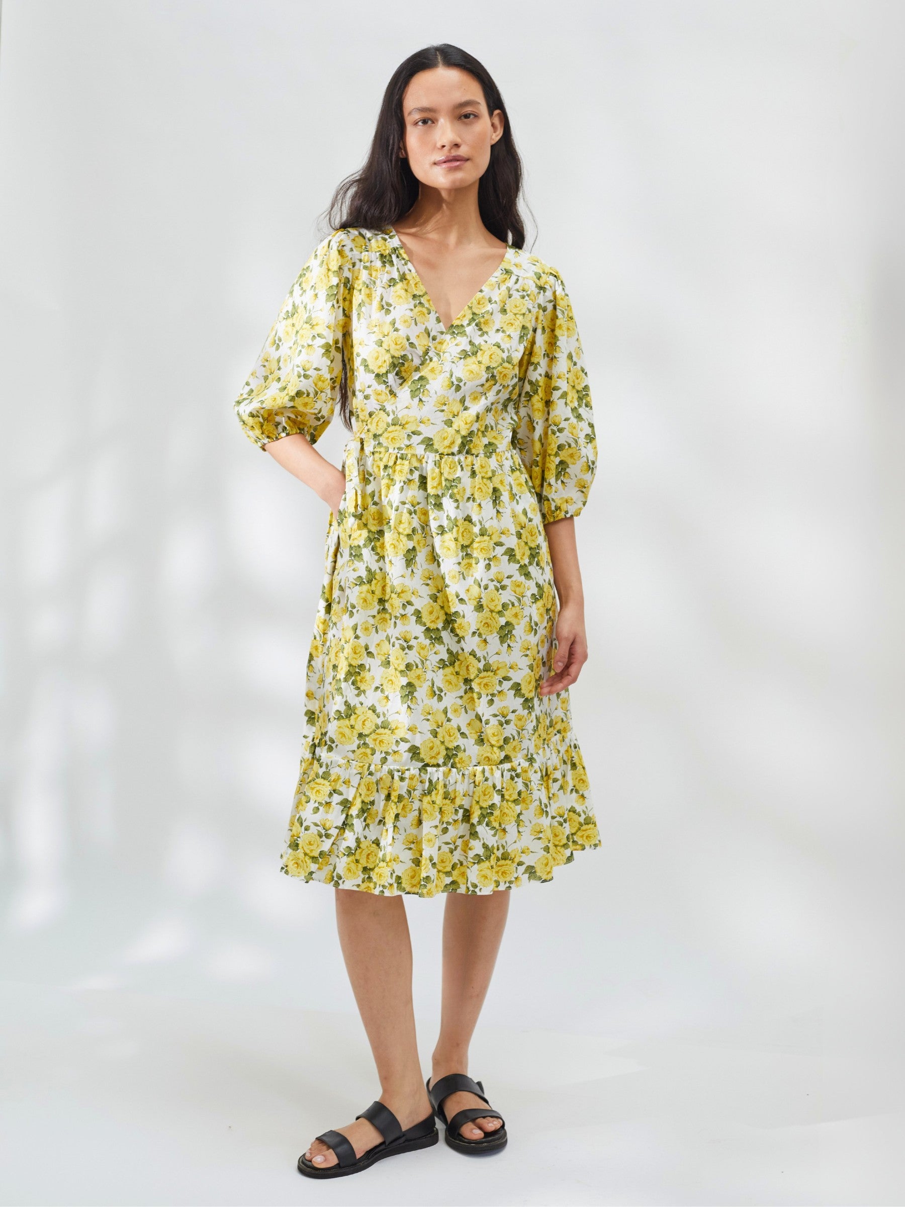 Wrap Dress in Classic Liberty Yellow Rose