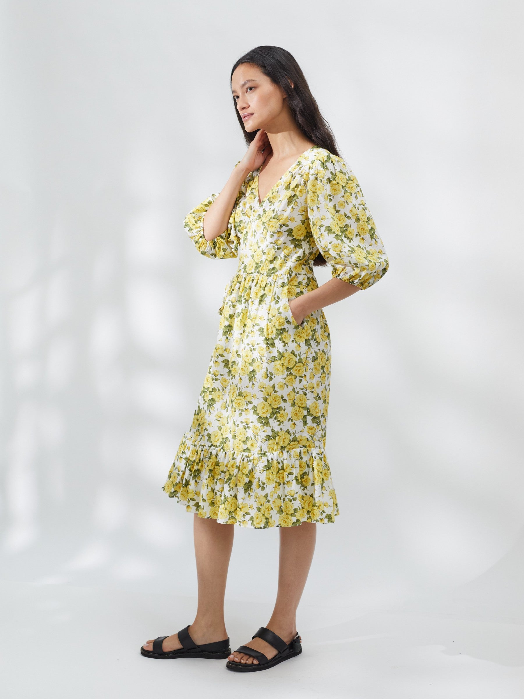 Wrap Dress in Classic Liberty Yellow Rose