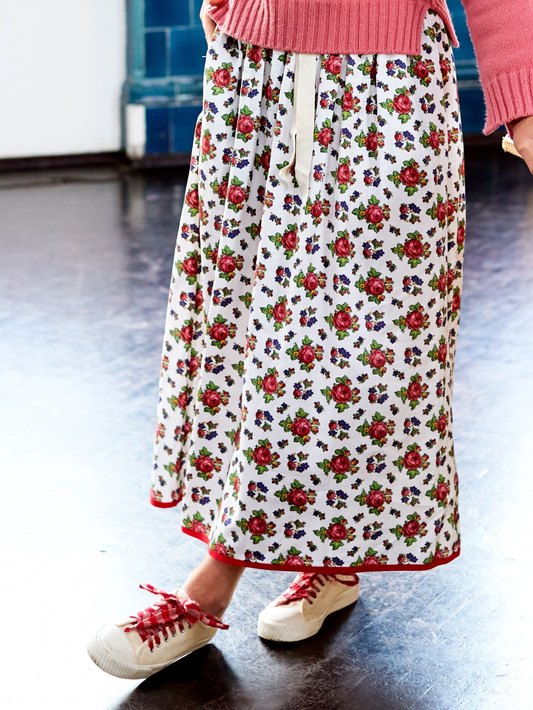 Bobbie Skirt in Brocante Rose Print Cotton