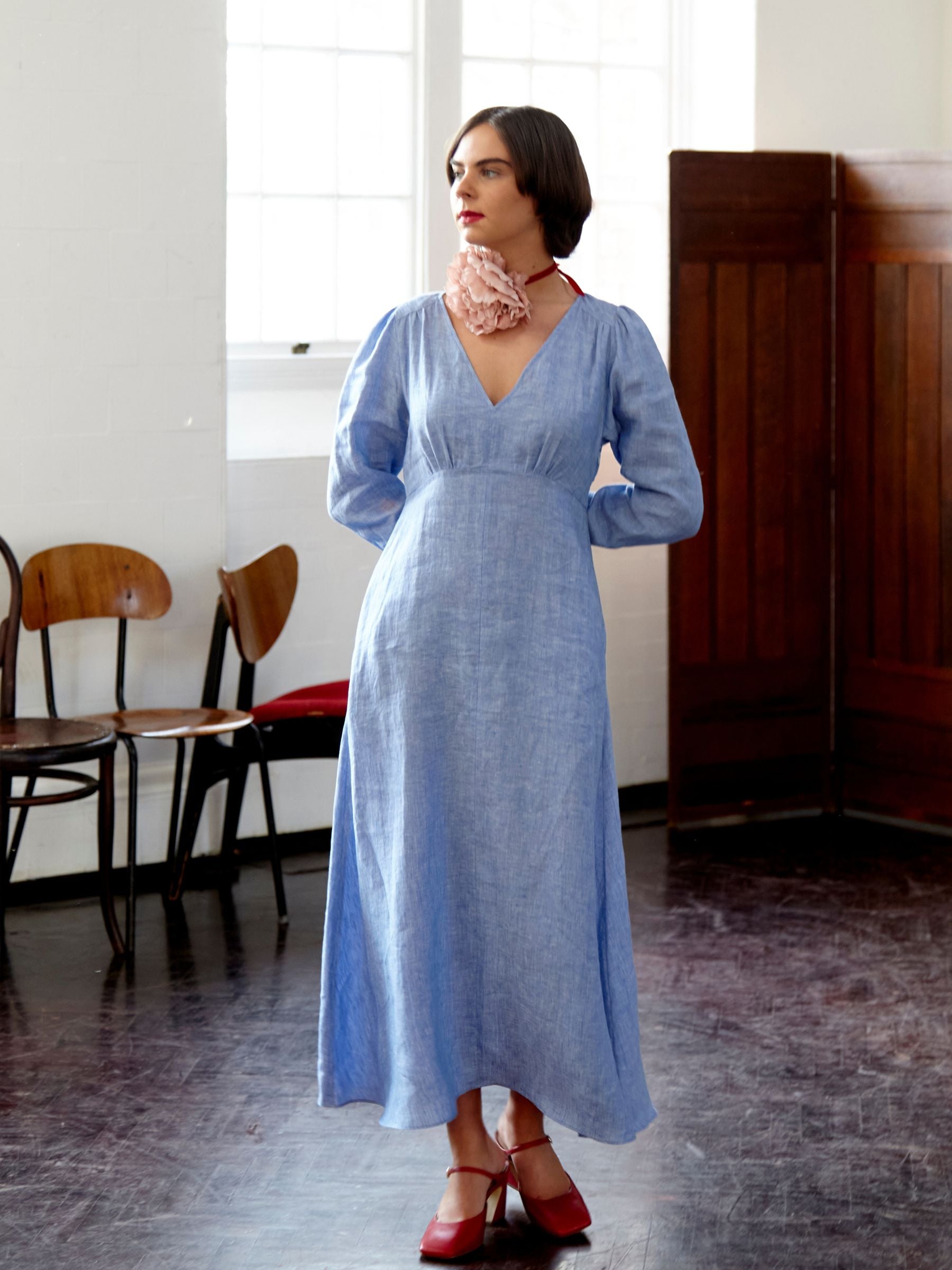 Bohemian Dress in Chambray Linen