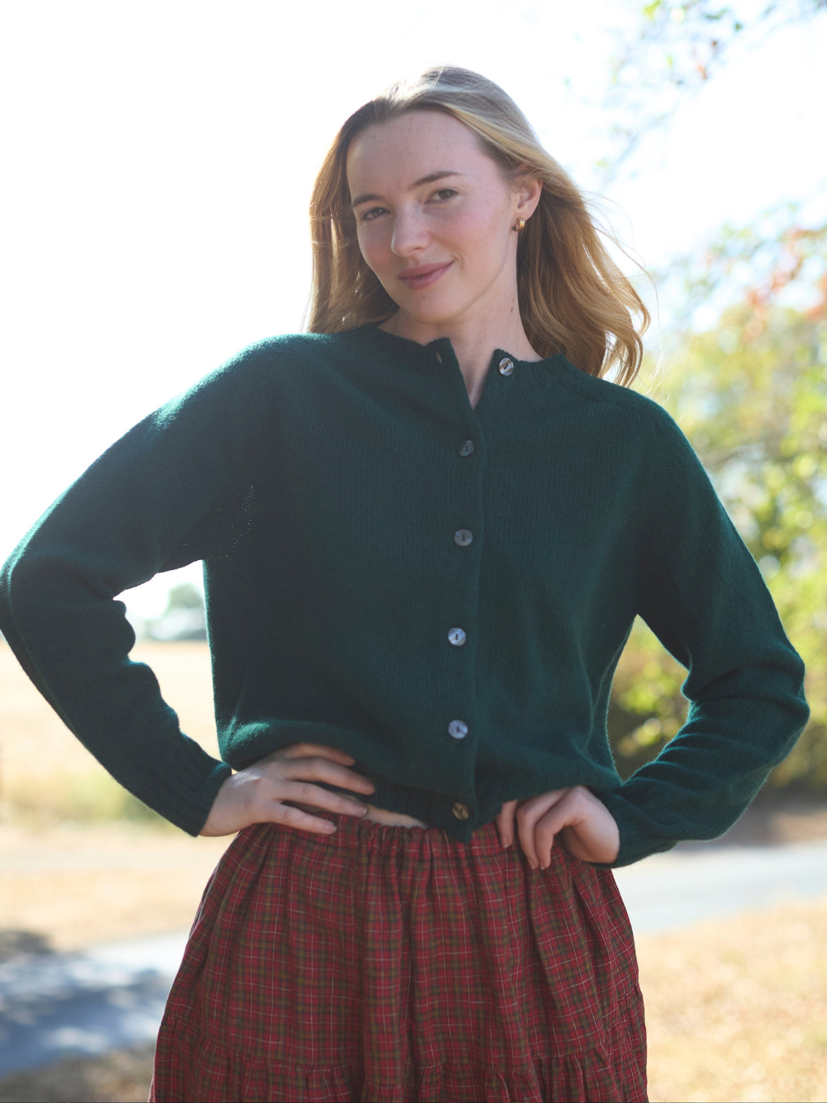 Cropped Wool Cardigan in Green | Made in Scotland | Justine Tabak