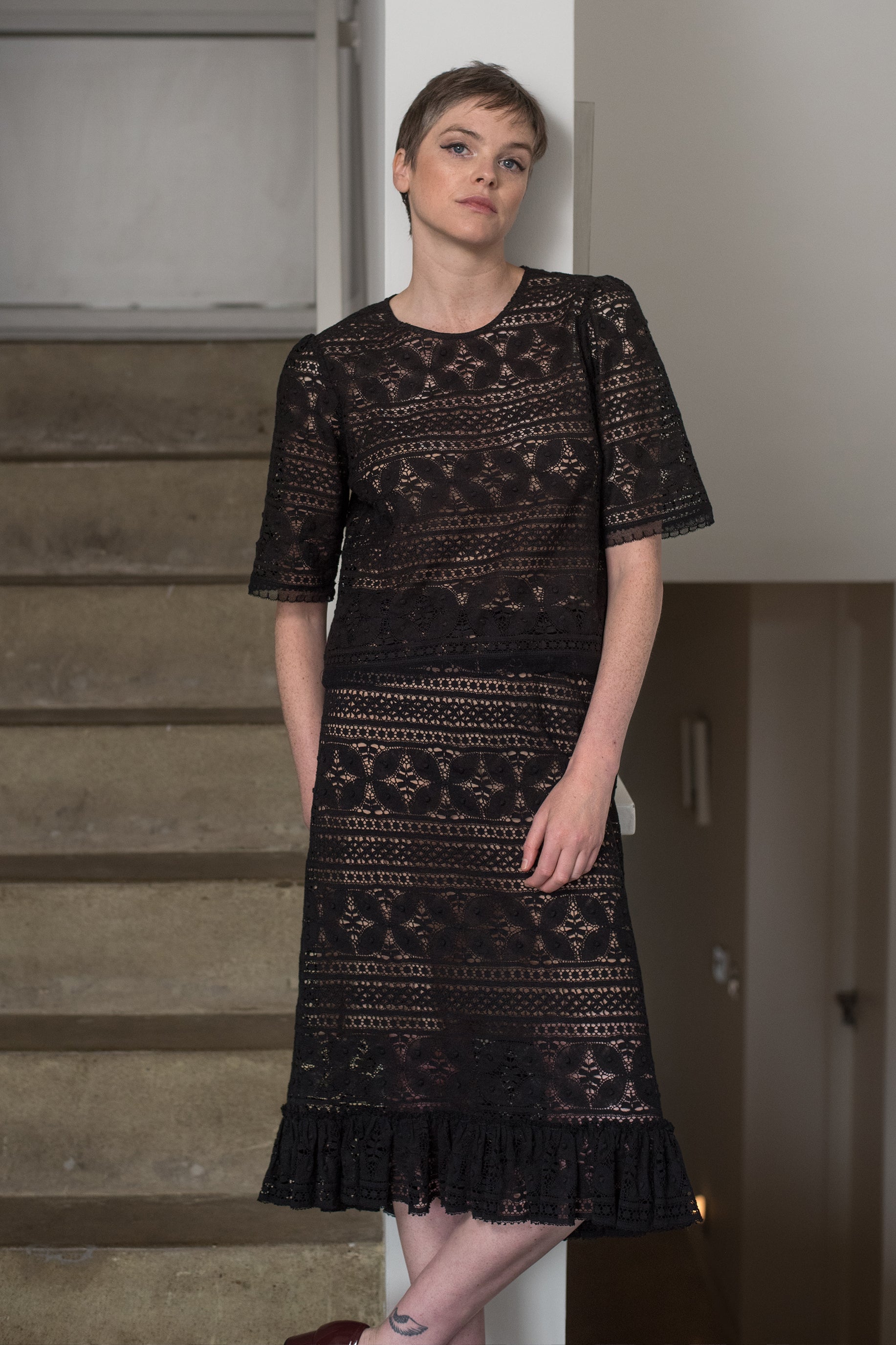 Black Nottingham Cluny Lace Top | Made in England | Justine Tabak