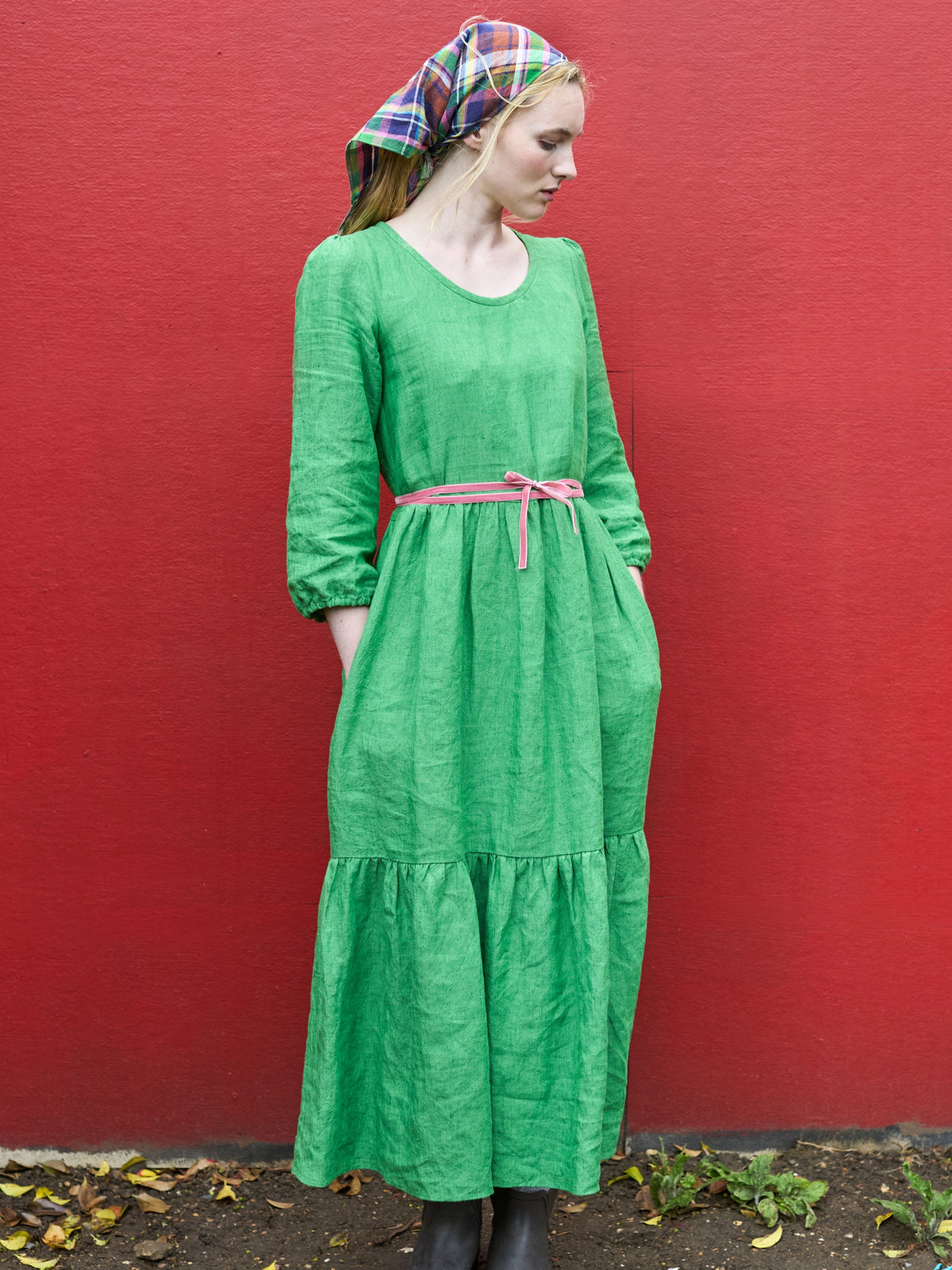 Petticoat Lane Dress in Apple Green Irish Linen