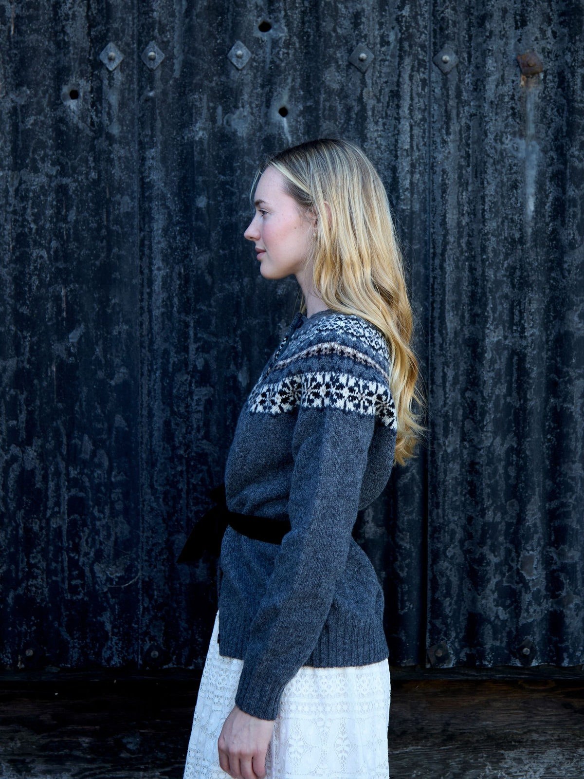 Fairisle Yoke Cardi in Graphite