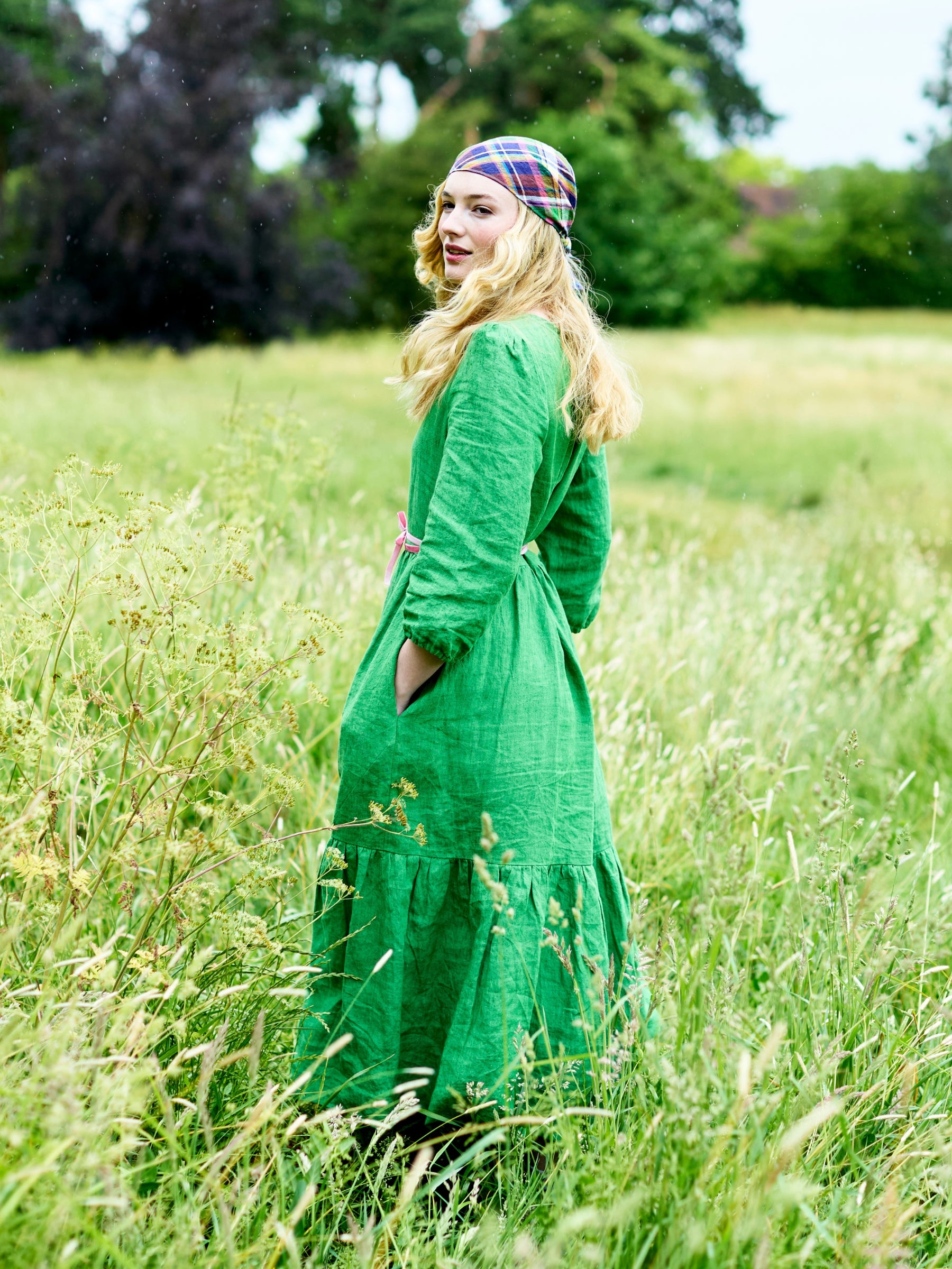 Petticoat Lane Dress in Apple Green Irish Linen