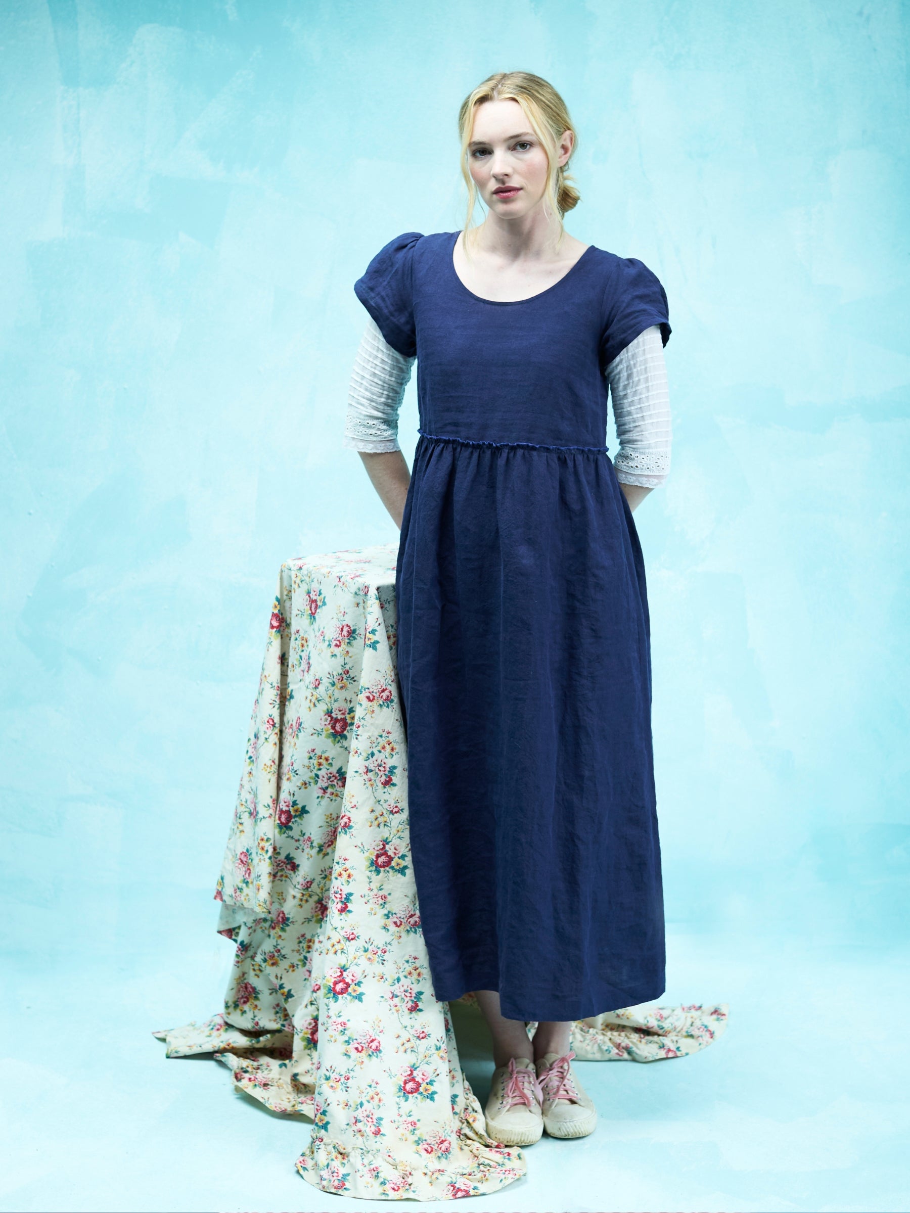 Stepney Dress in Navy Irish Linen
