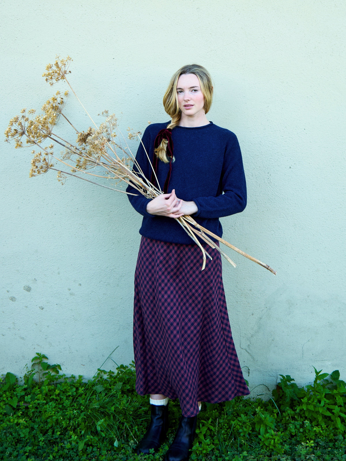 Navy Roll Edge, Raglan Sleeve Jumper | Knitted in Scotland | Justine Tabak