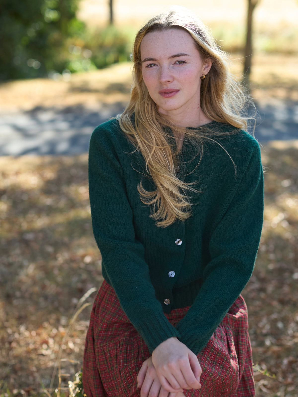 Cropped Wool Cardigan in Green | Made in Scotland | Justine Tabak