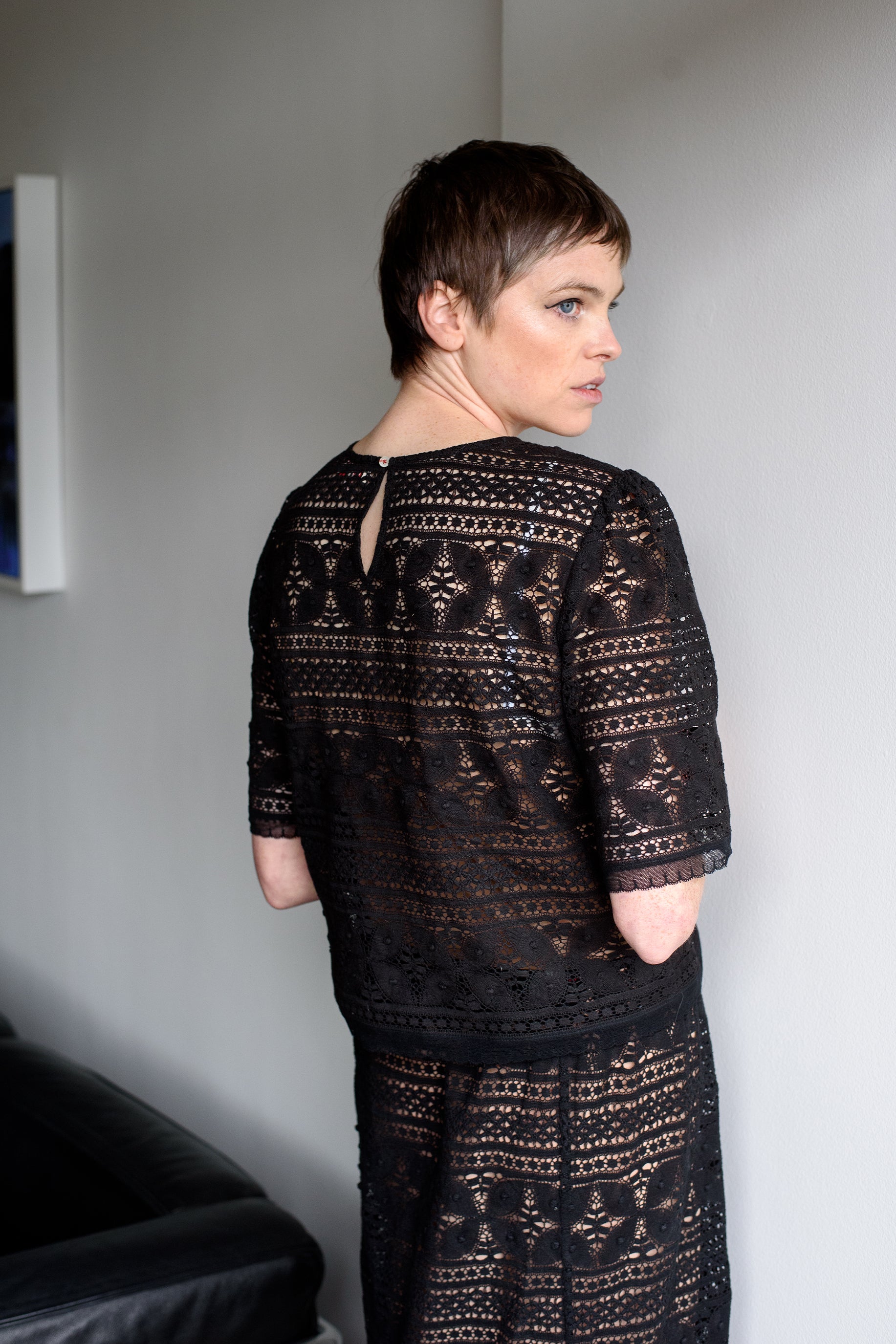 Black Nottingham Cluny Lace Top | Made in England | Justine Tabak