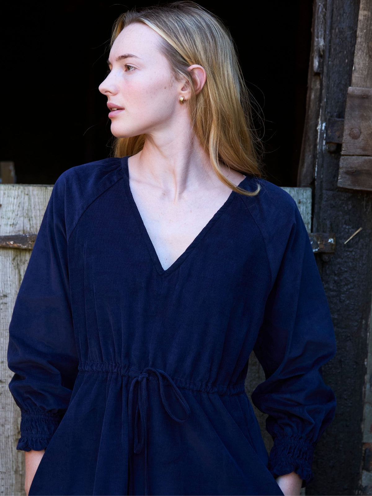 Bloomsbury Dress in Navy Corduroy