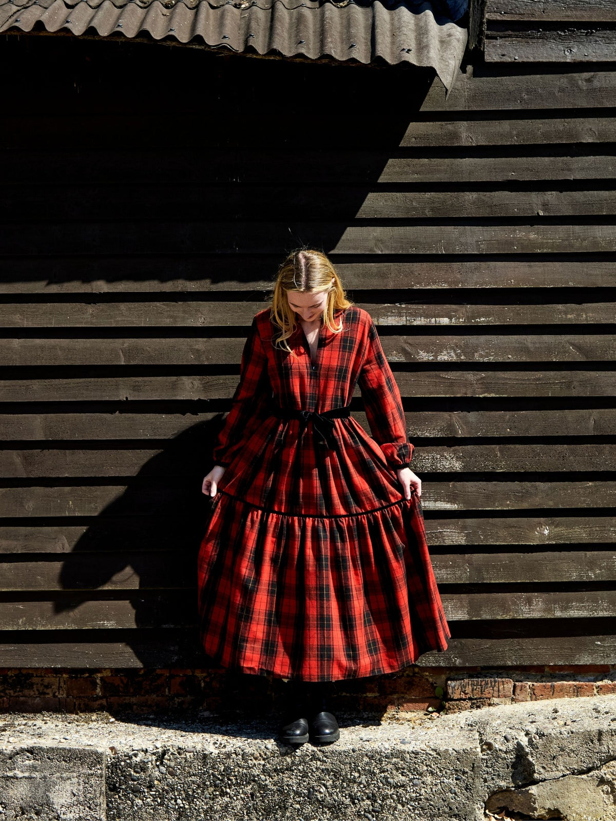 Camden Passage Dress in Red and Black Tartan