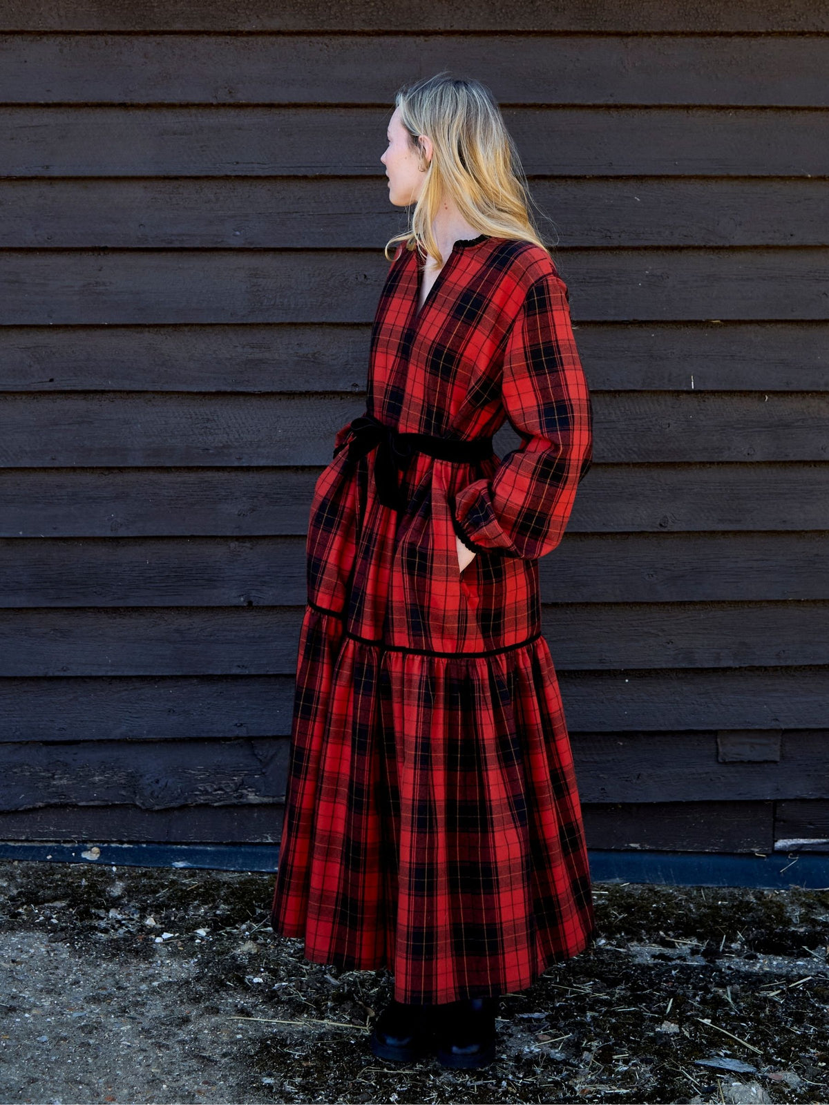 Camden Passage Dress in Red and Black Tartan