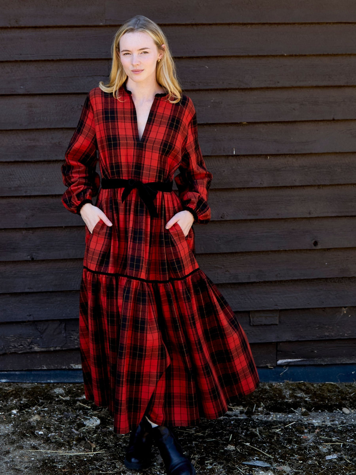 Camden Passage Dress in Red and Black Tartan