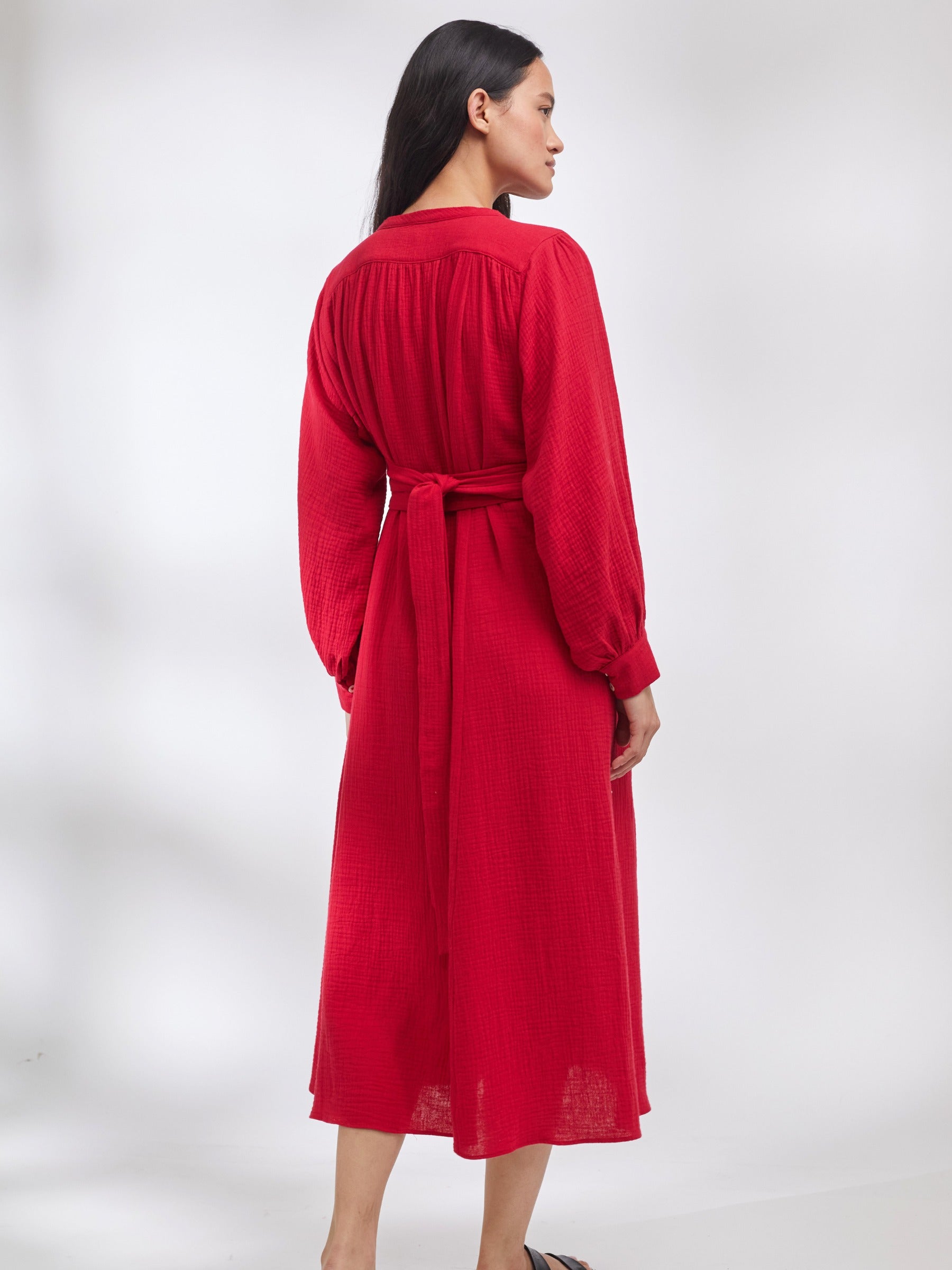 Midhurst Dress in Cherry Cotton Crinkle