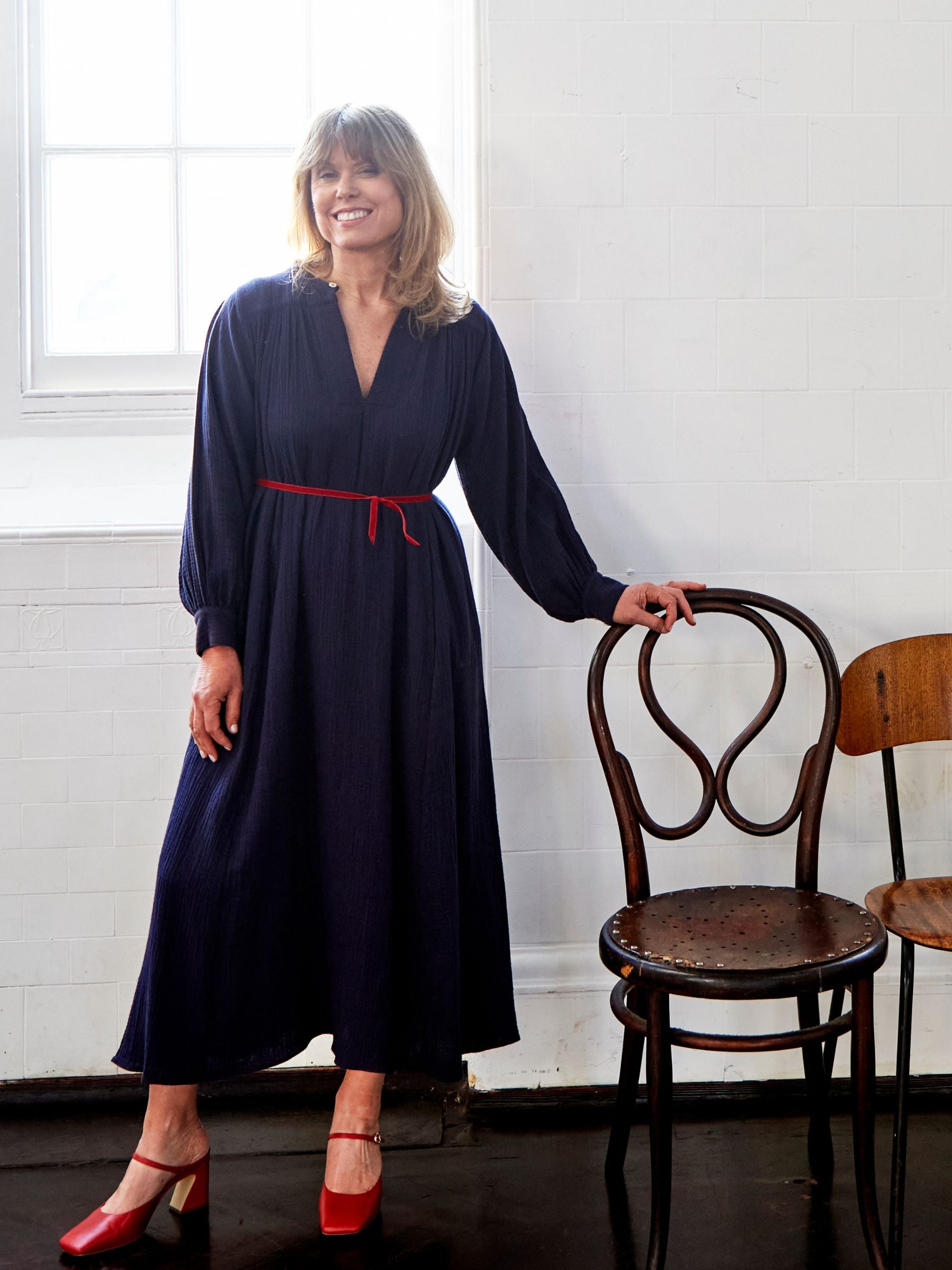 Midhurst Dress in Ink Cotton Crinkle