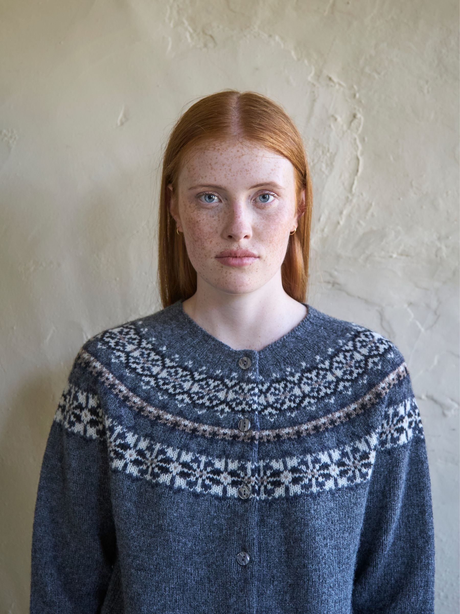 Fairisle Yoke Cardi in Graphite