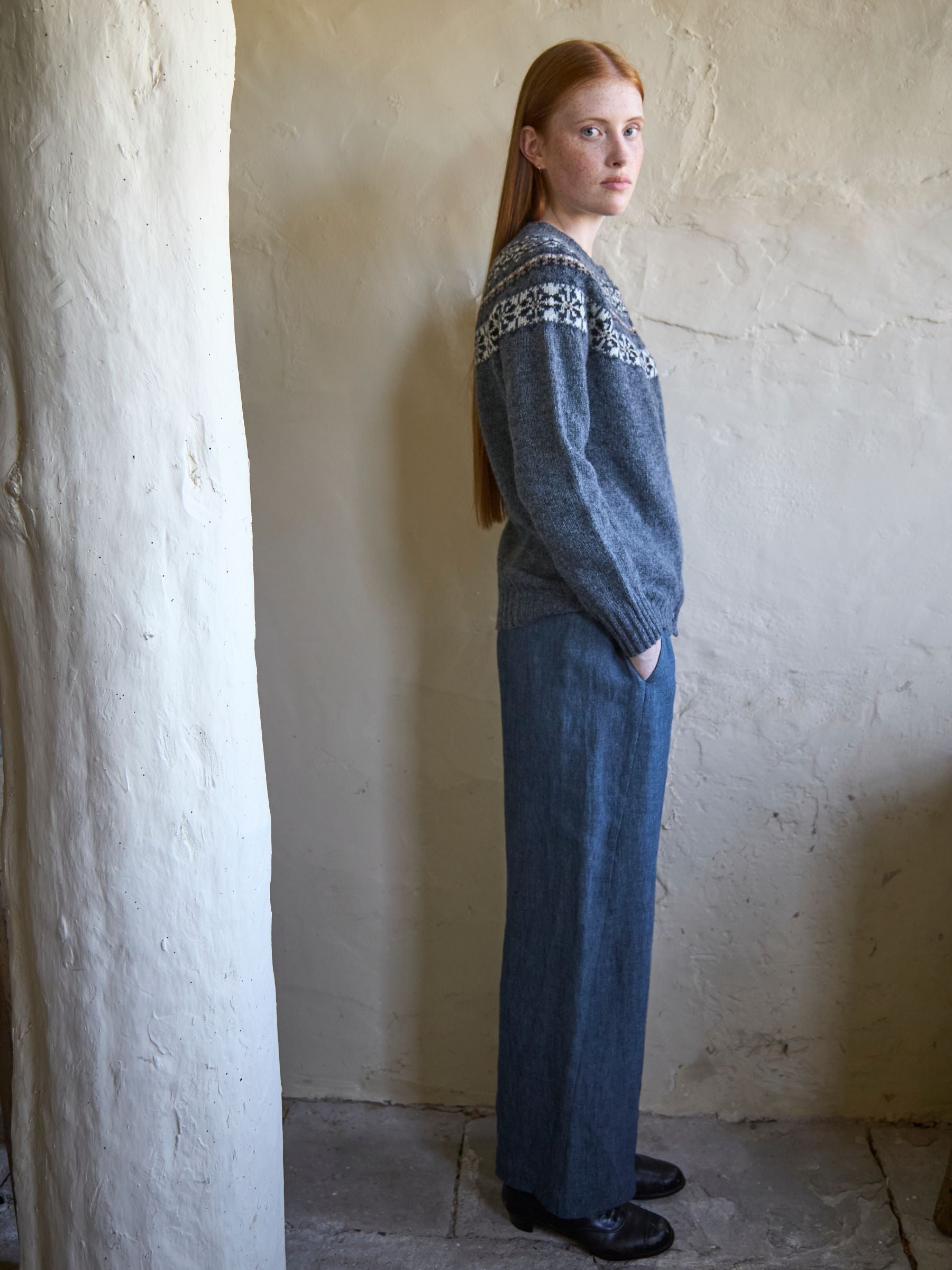 Hove Trouser in Ink Irish Linen Twill