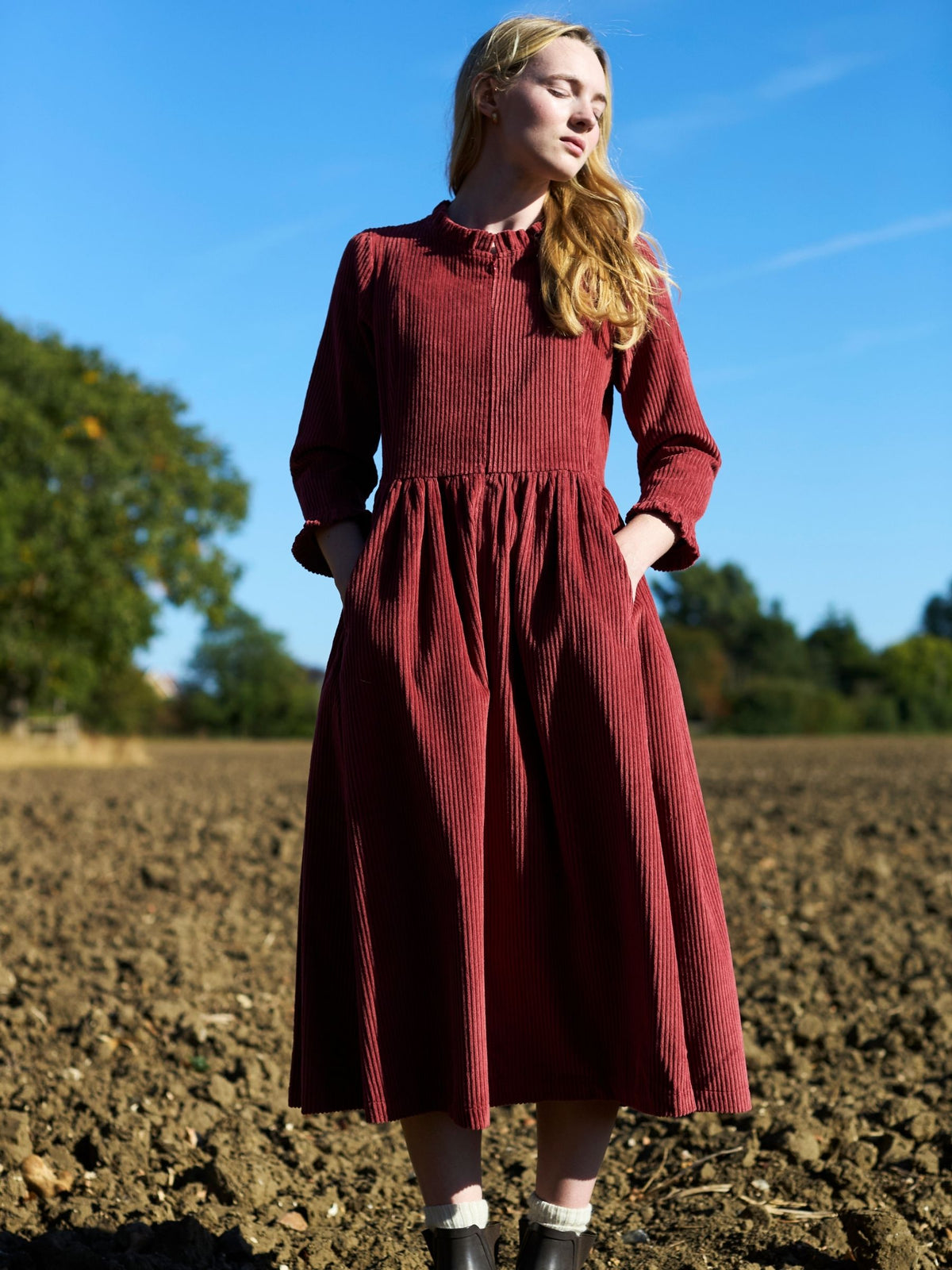 Edie Dress in Rosewood Corduroy