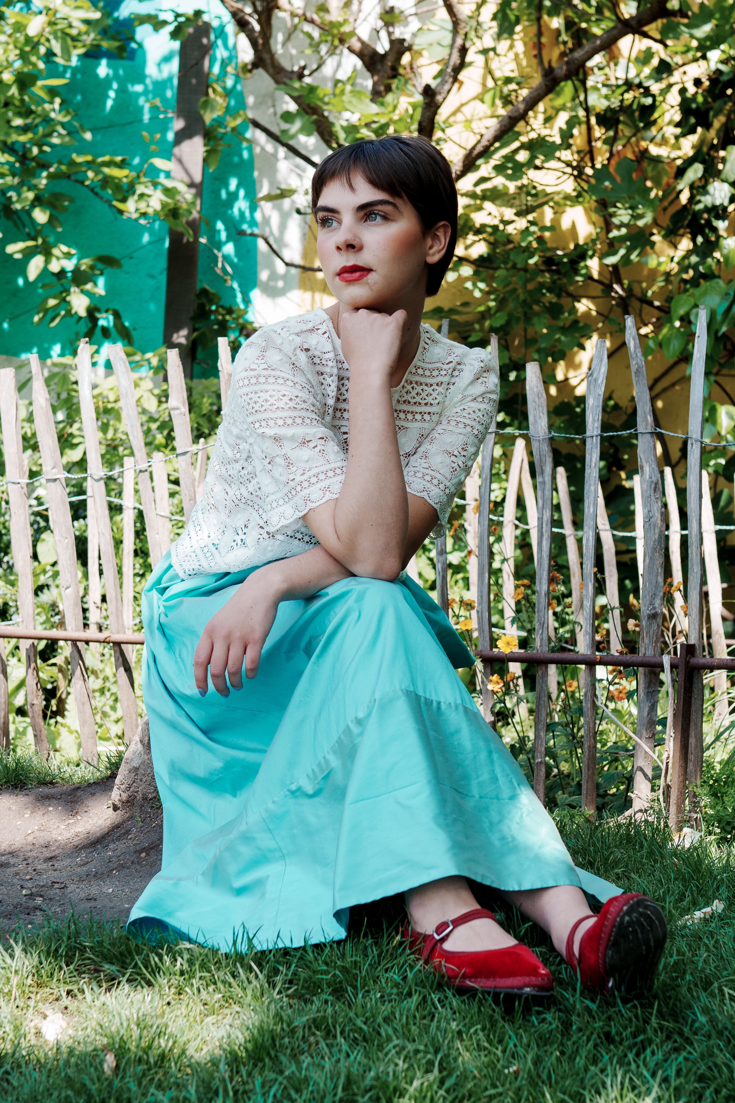 Bobbie Skirt in Aqua Silk
