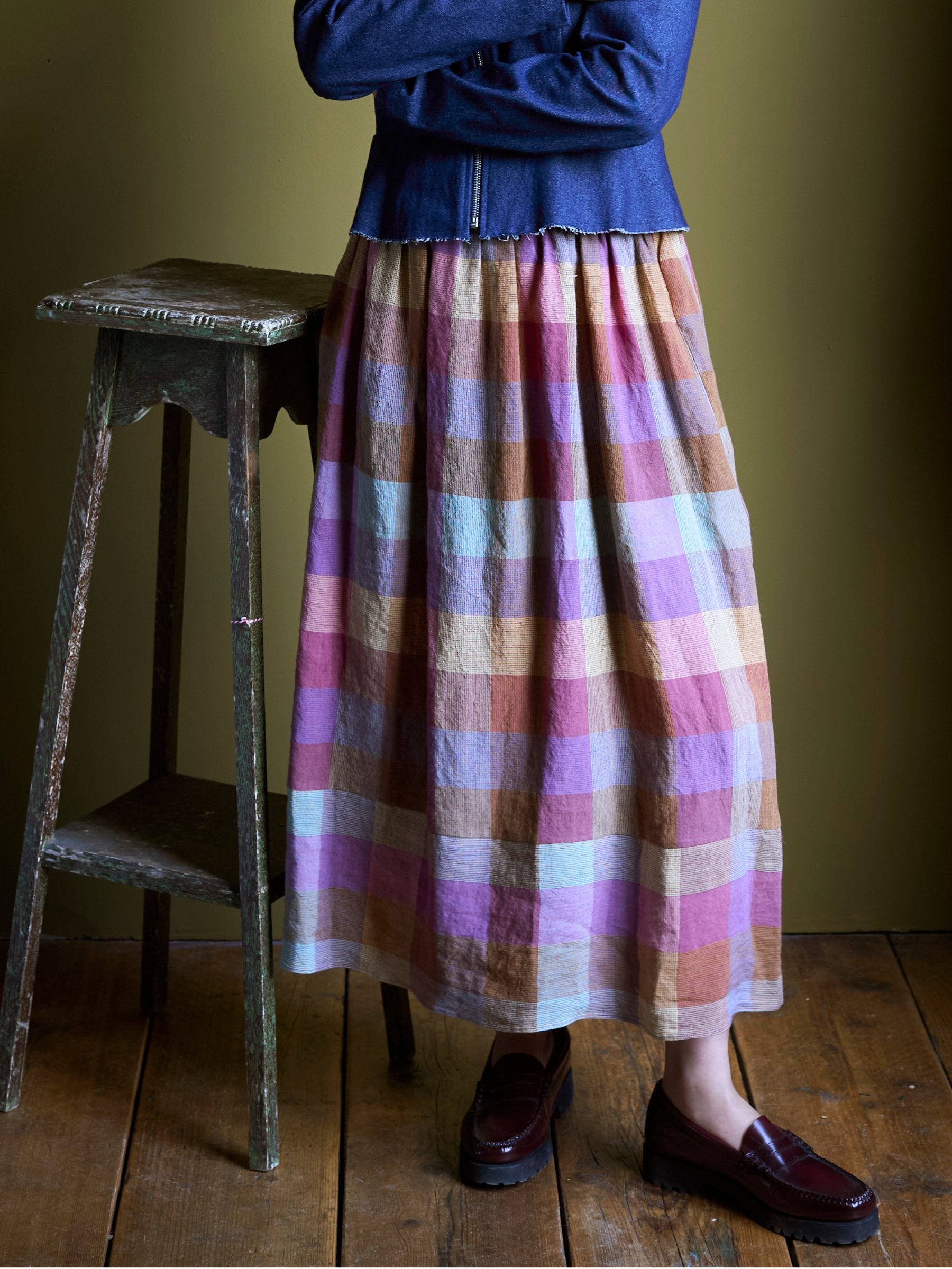 Irish Linen Check Skirt | Made in England | Justine Tabak