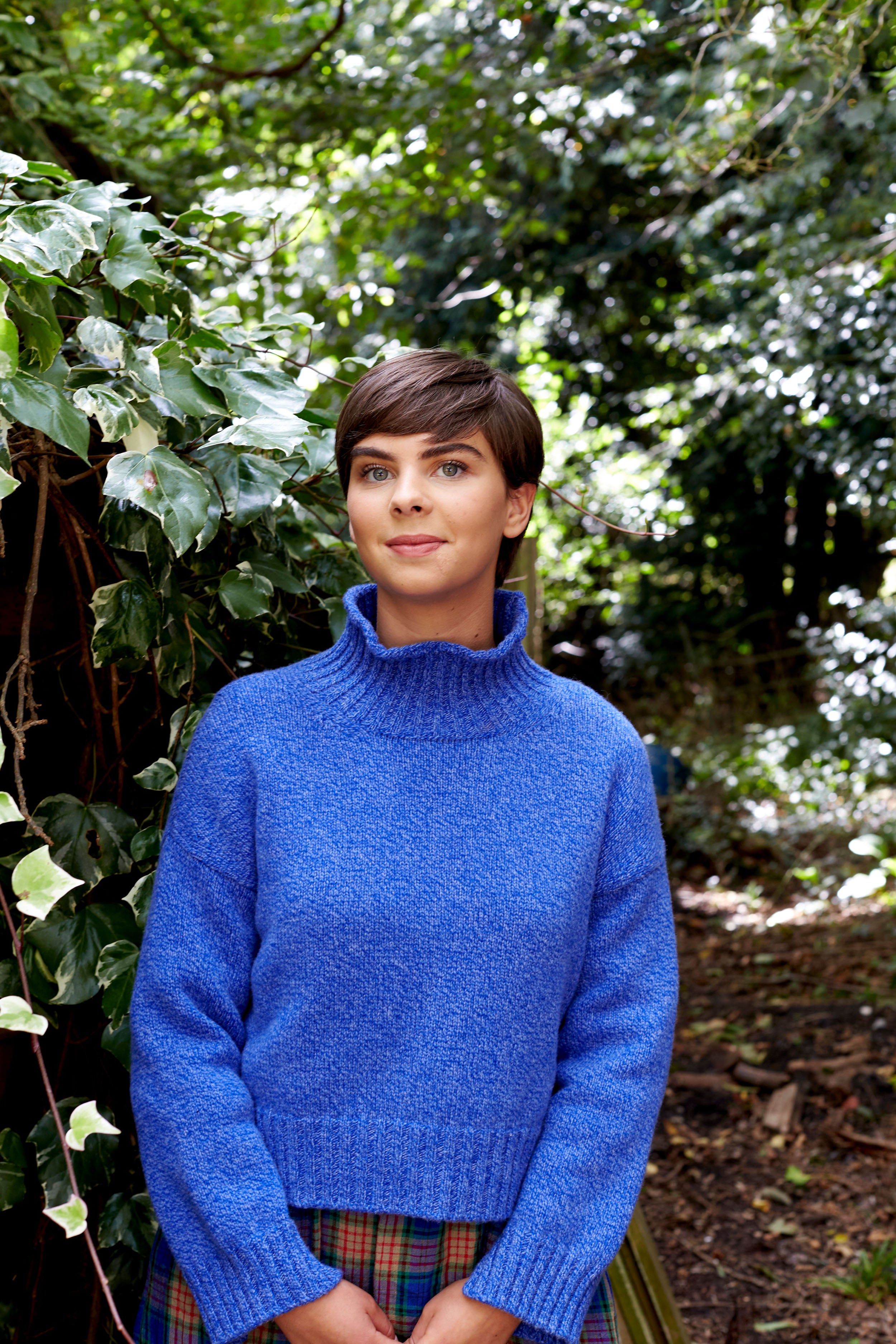 Islay Cropped Jumper in Cobalt Marl Lambswool