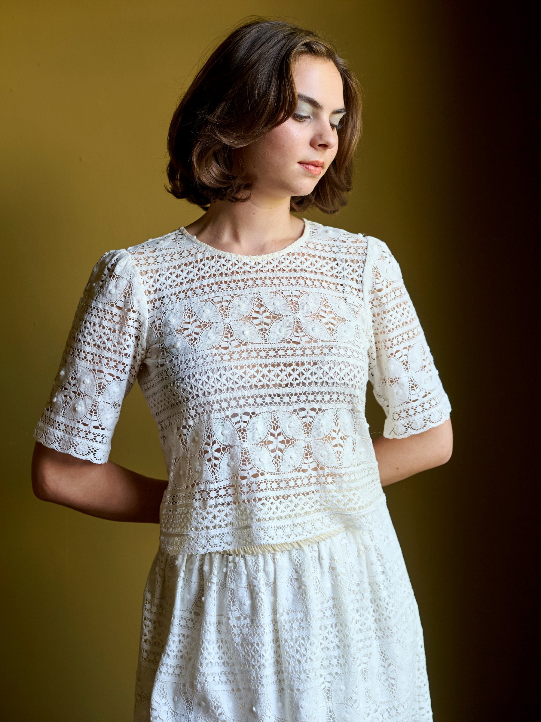 The Nottingham Lace Skirt in Pearl