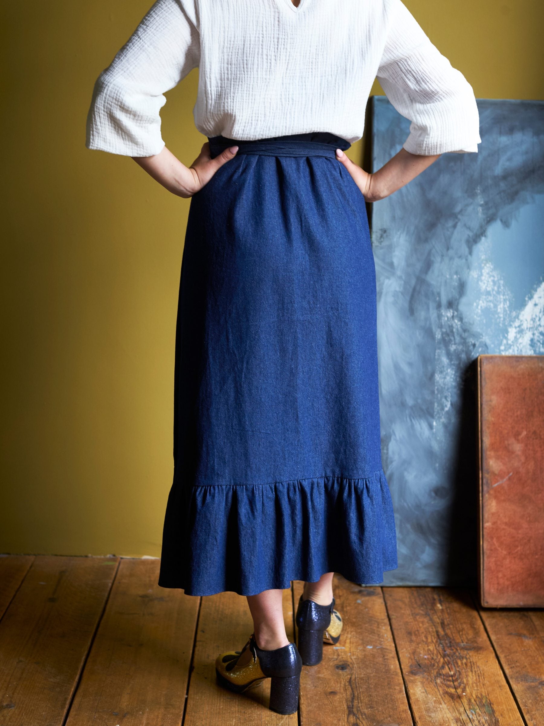 Apron Wrap Skirt in Denim | Made in England | Justine Tabak