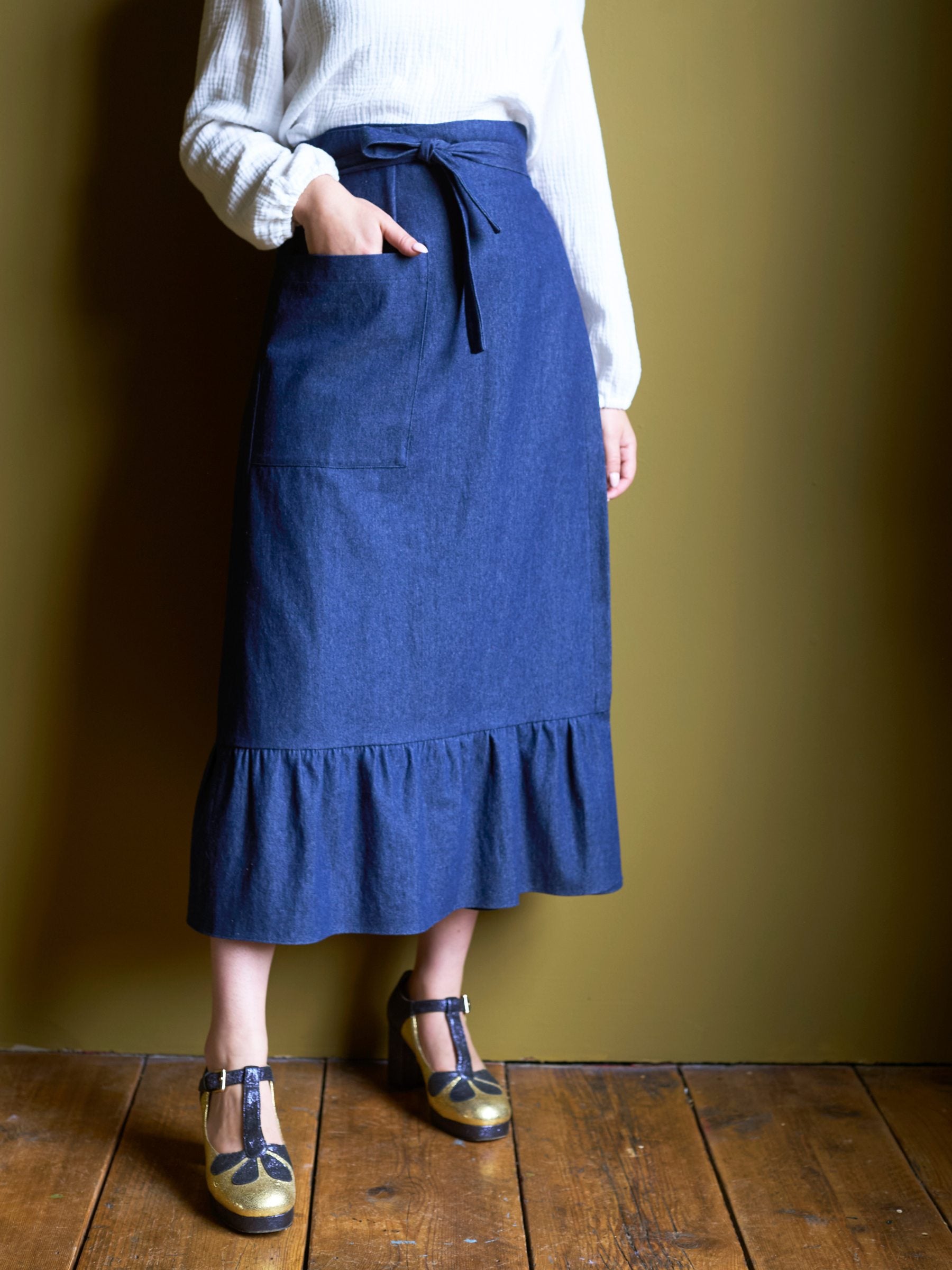 Apron Wrap Skirt in Denim | Made in England | Justine Tabak