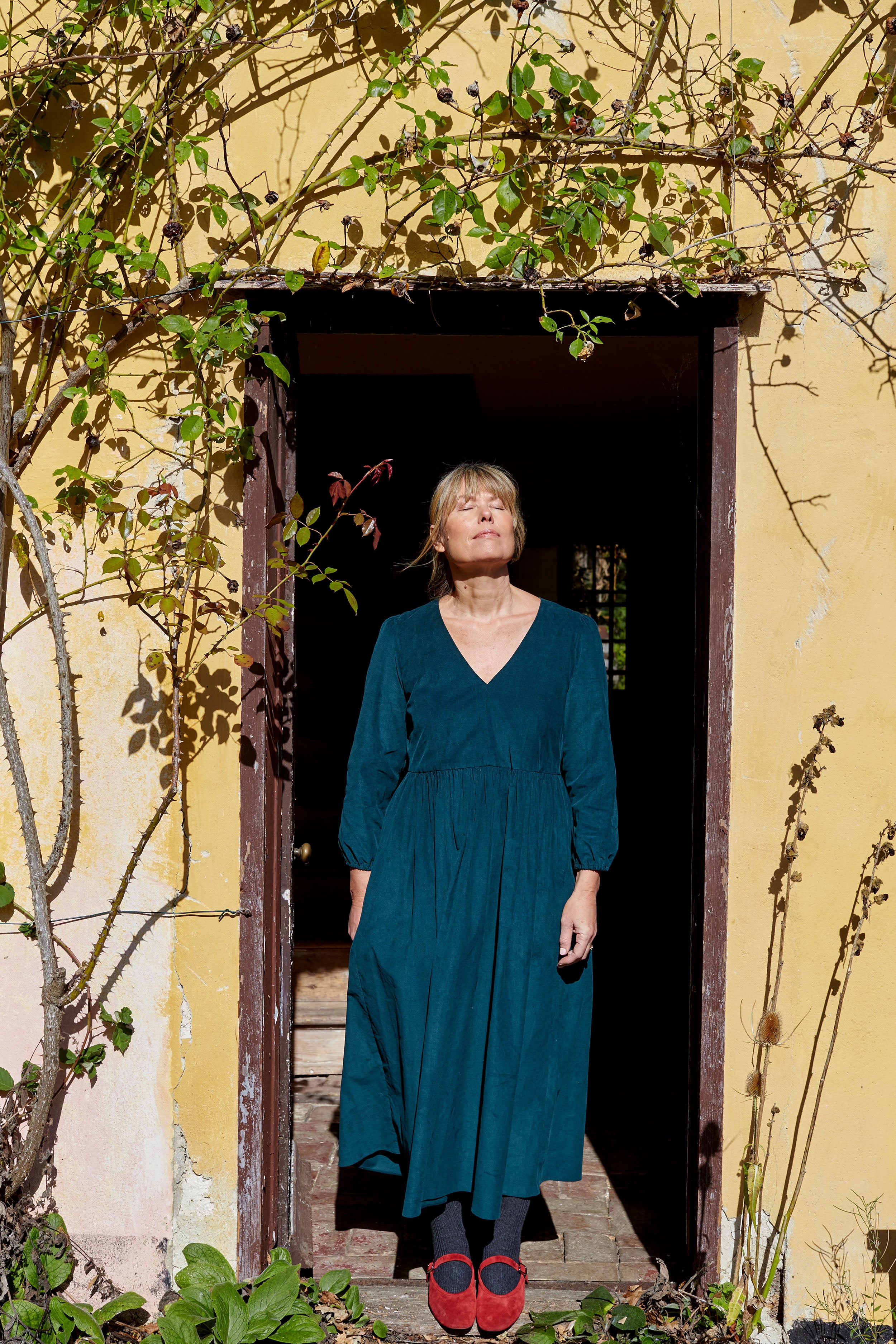 Notting Hill Dress in Forest Cord