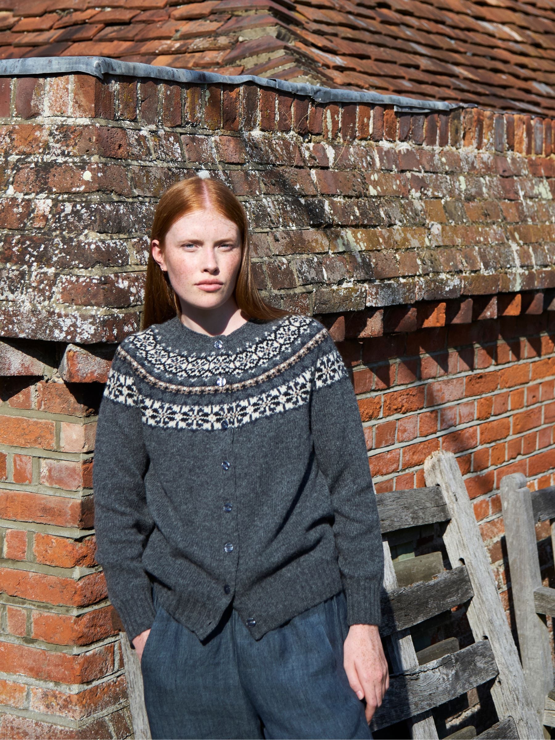 Fairisle Yoke Cardi in Graphite