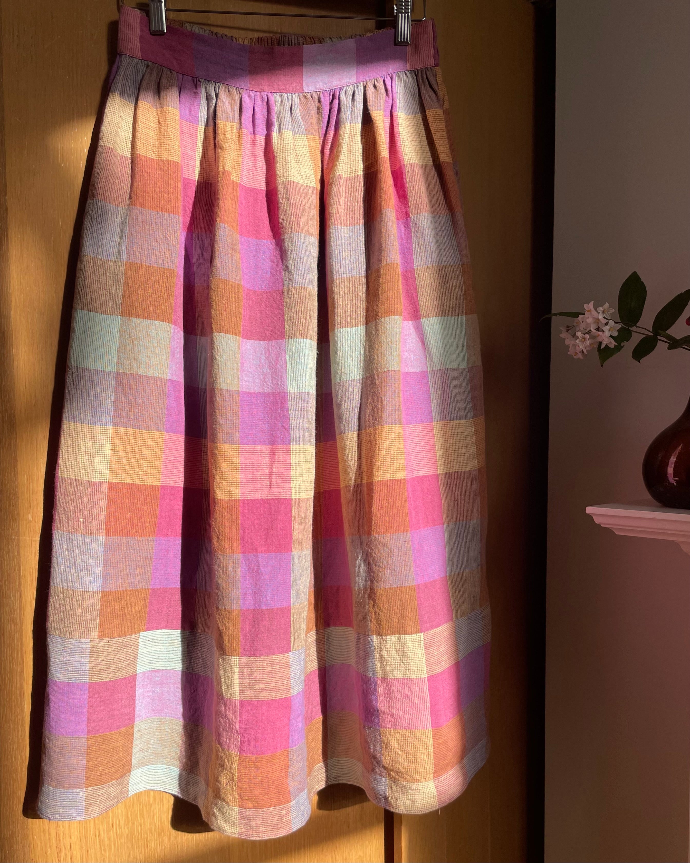 Bobbie Skirt in Irish Linen Blanket Check