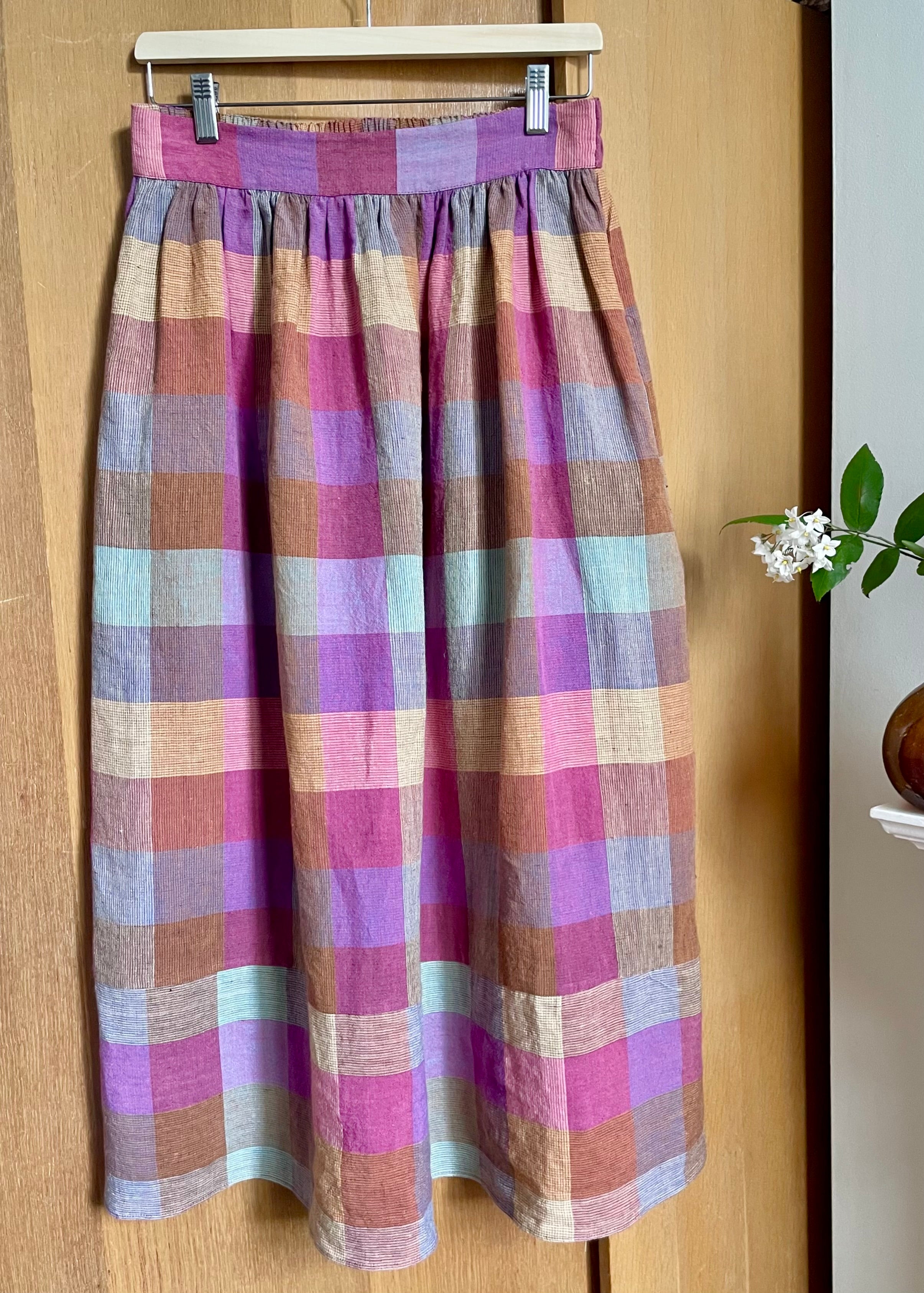 Bobbie Skirt in Irish Linen Blanket Check