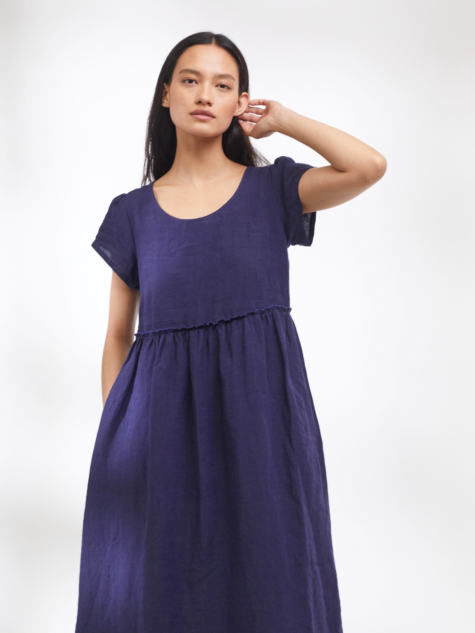 Stepney Dress in Navy Irish Linen