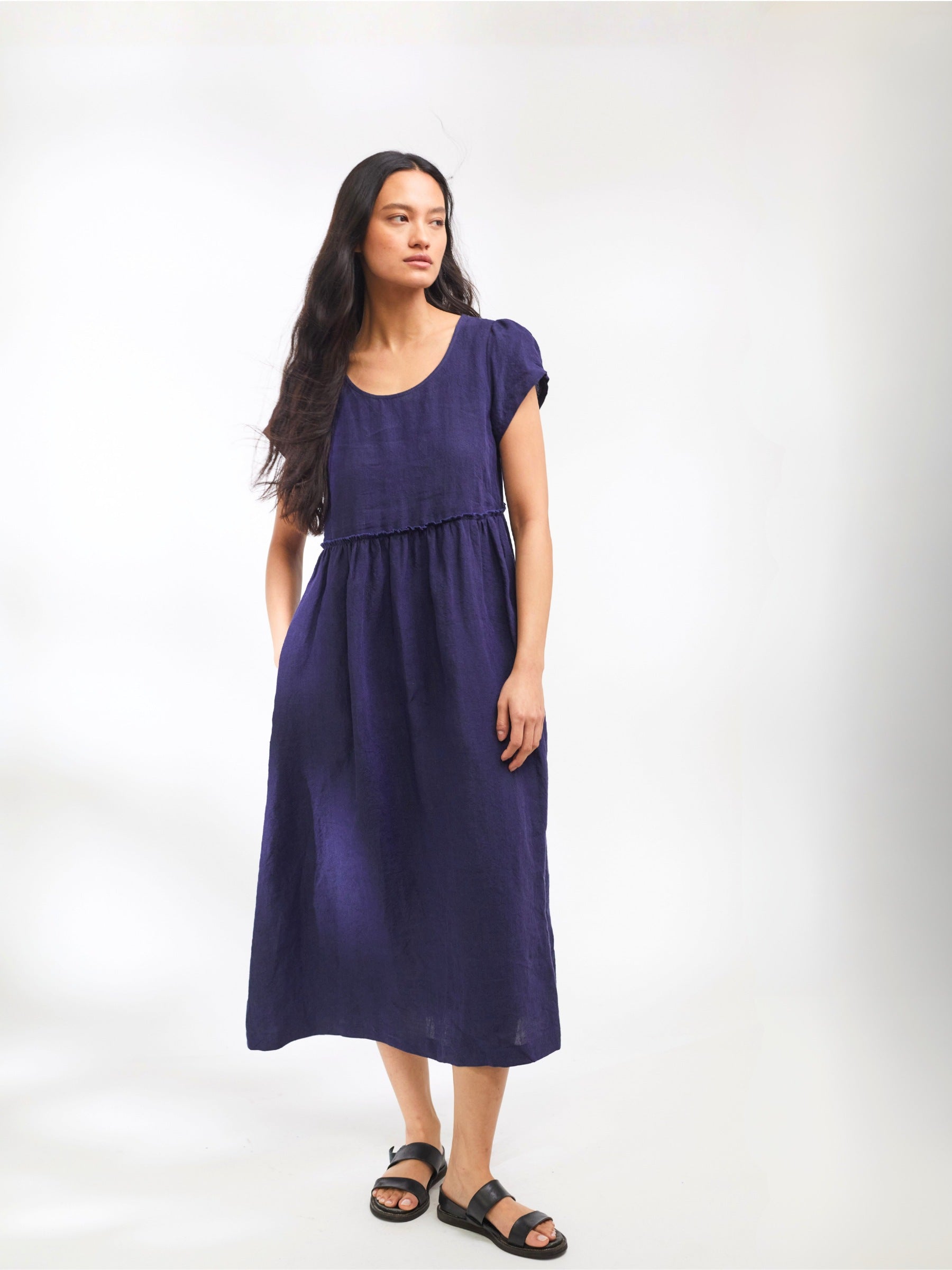 Stepney Dress in Navy Irish Linen