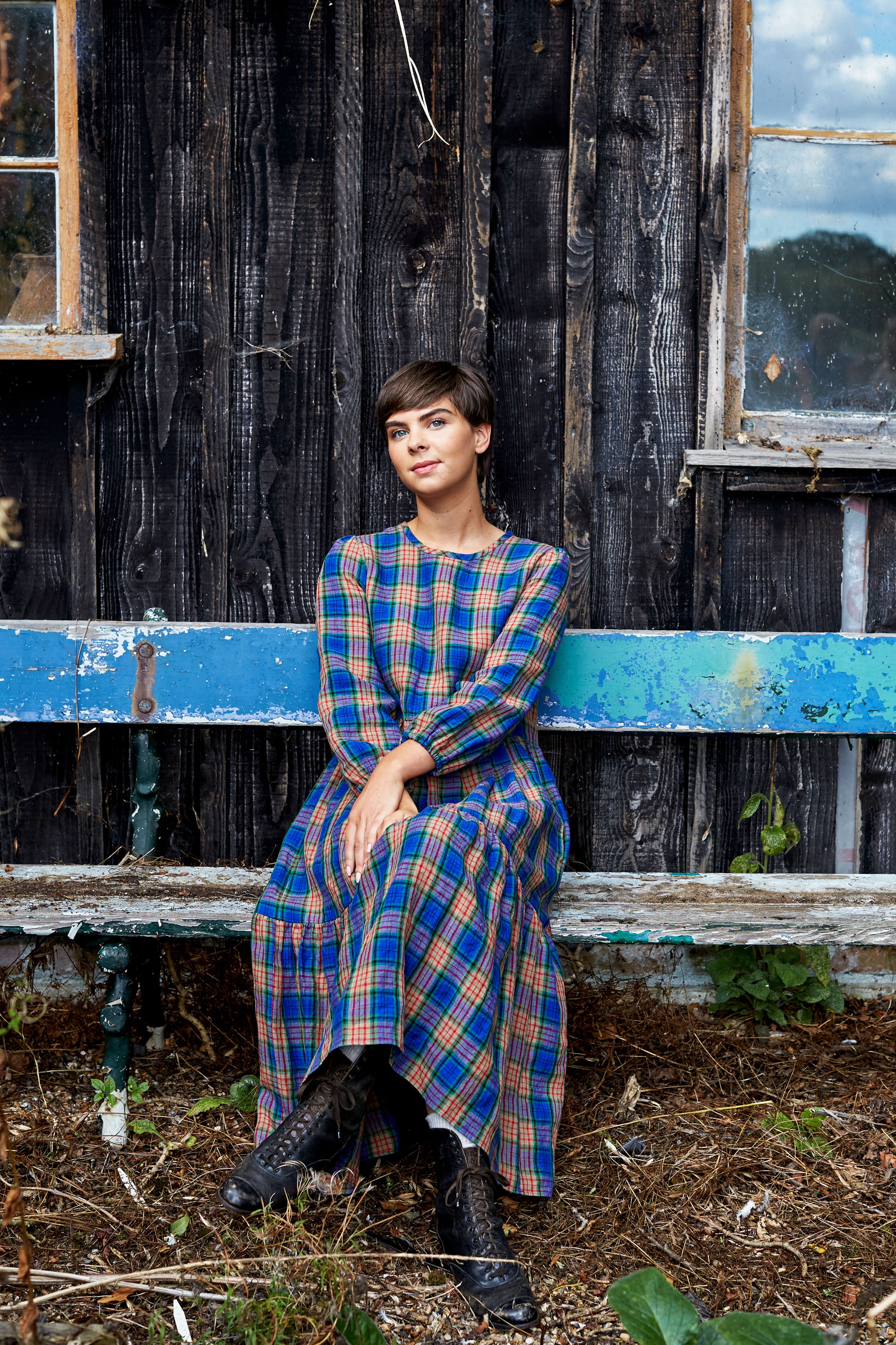 Mill Town Dress in Longford Tartan Irish Linen