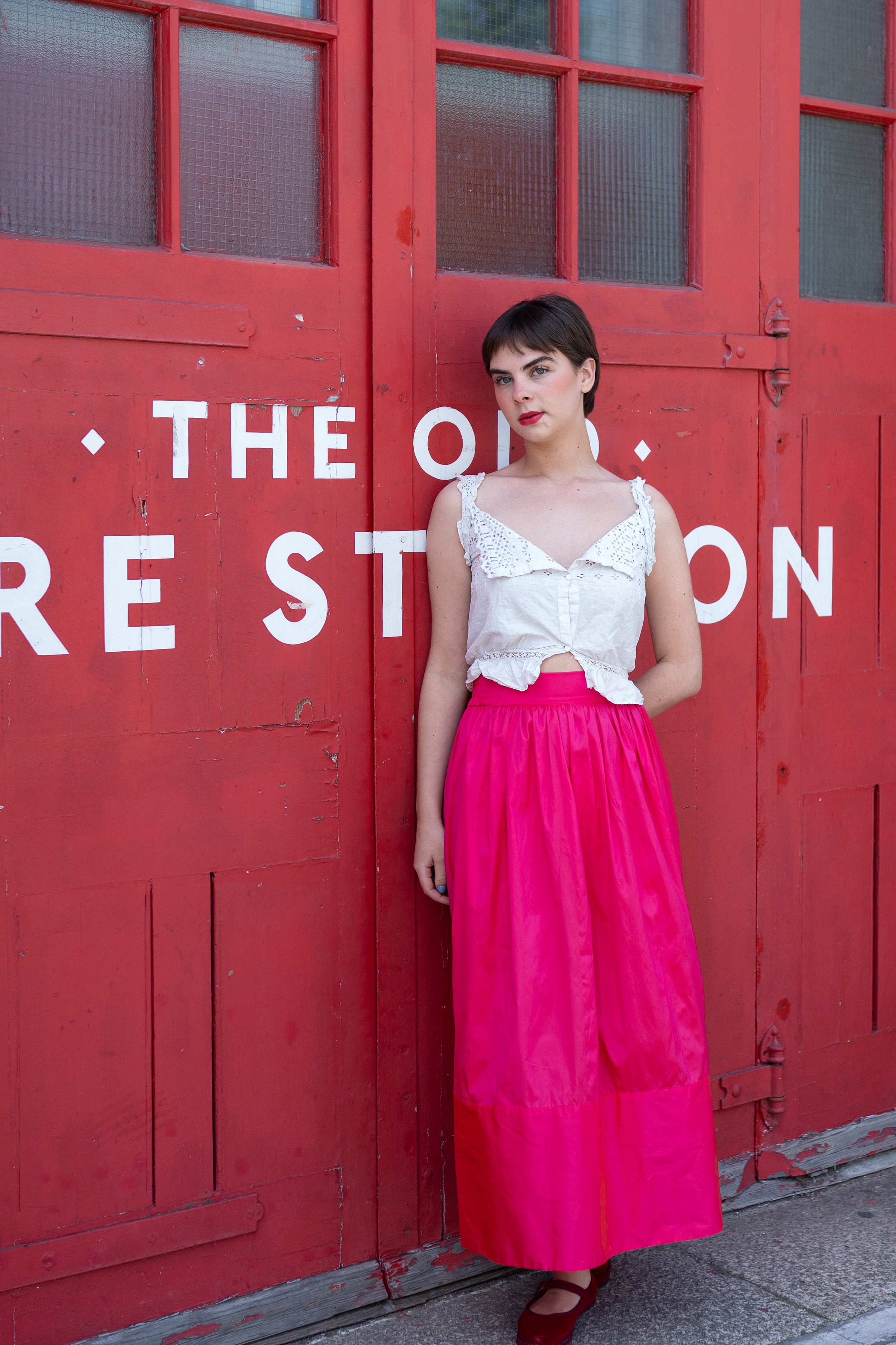 Bobbie Skirt in Shocking Pink Silk