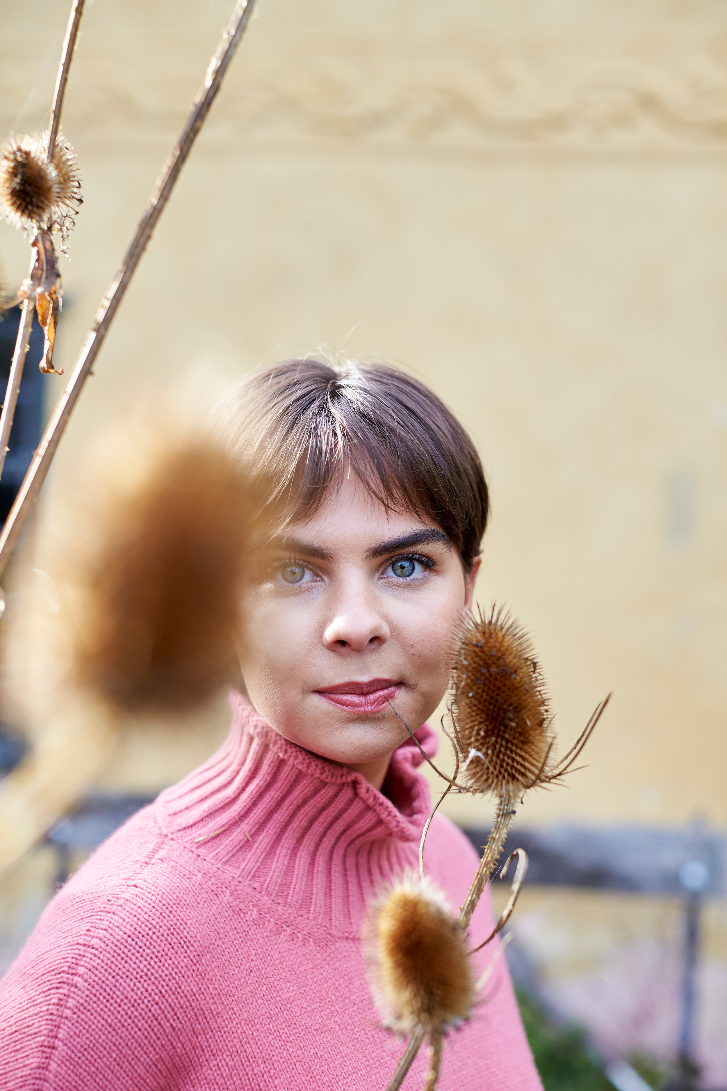 Islay Cropped Jumper in Sand Rose Lambswool
