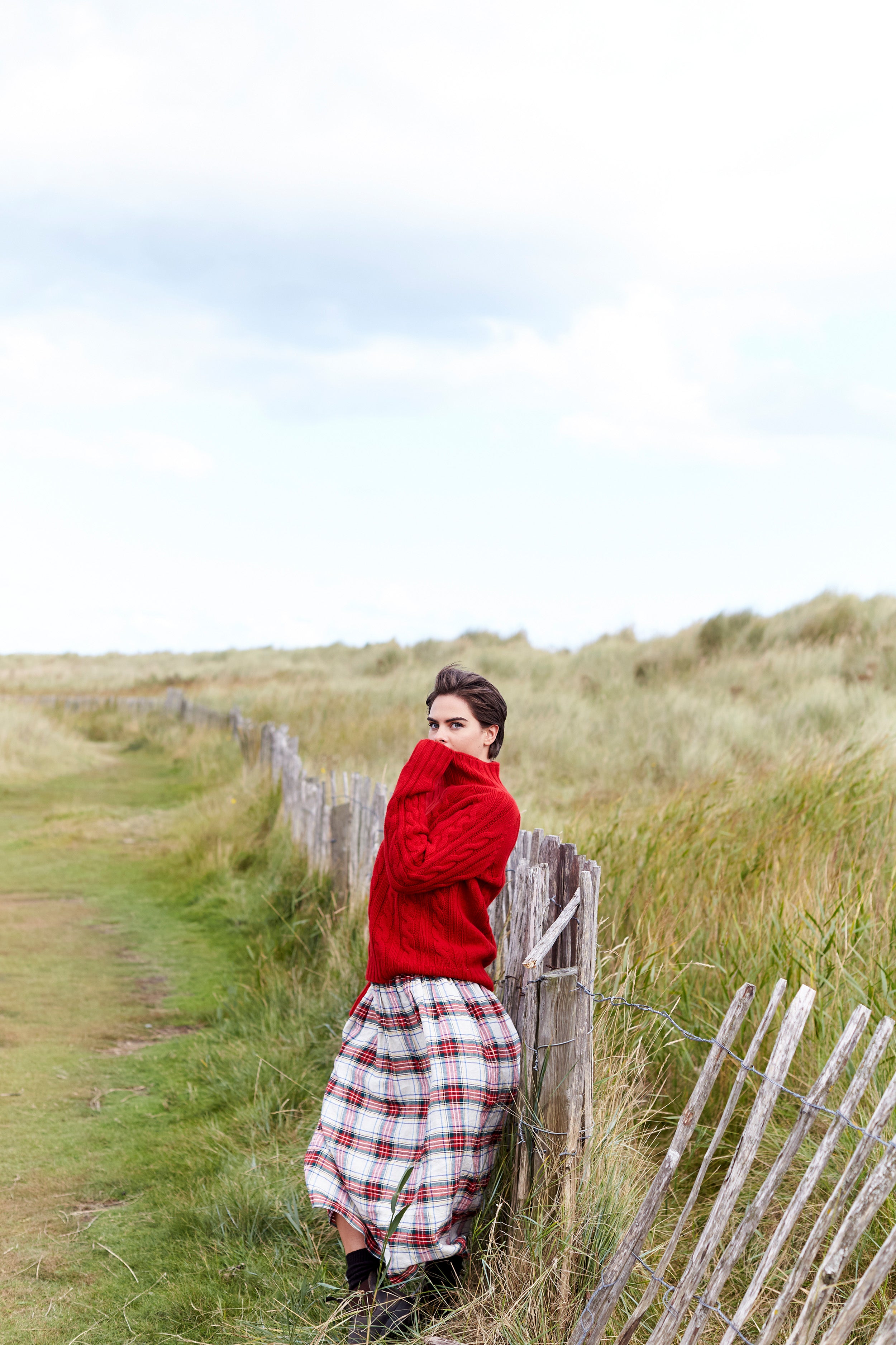 Stornaway Cabled Jumper in Deep Red