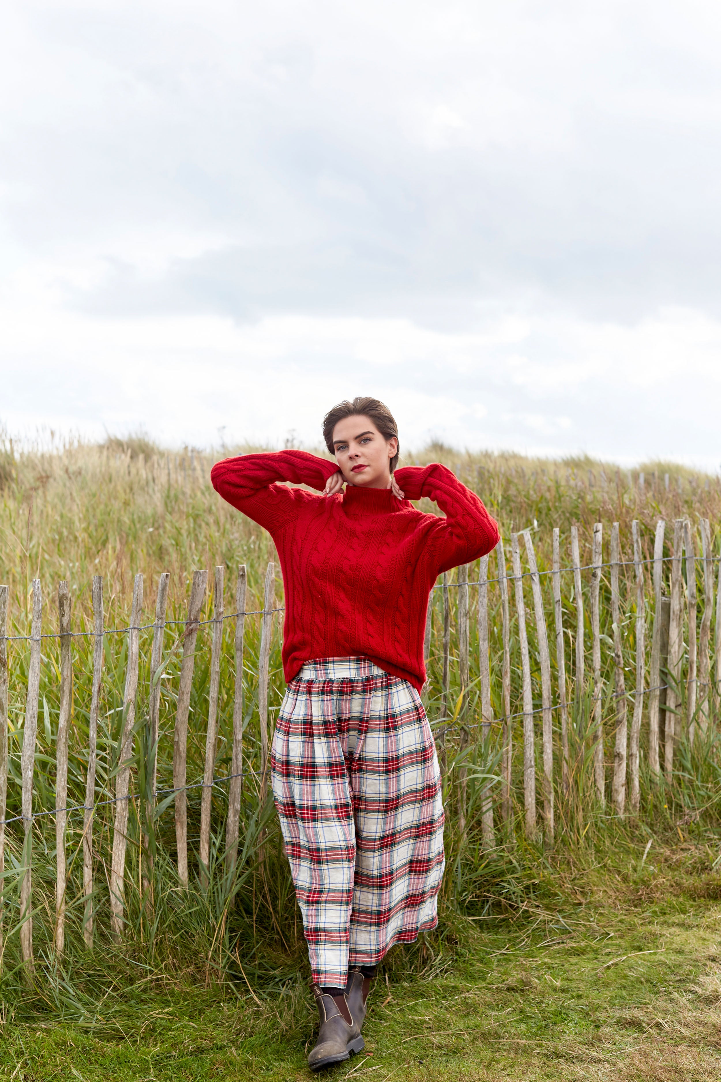 Stornaway Cabled Jumper in Deep Red