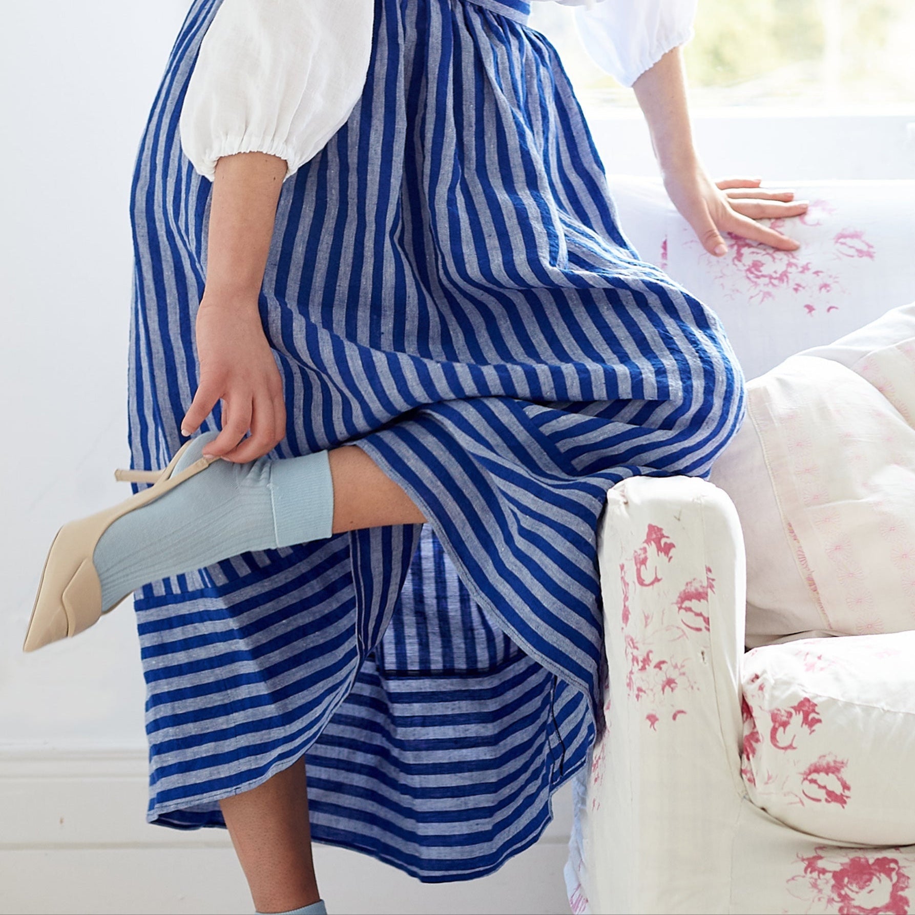 Pull-on Skirt in Striped Irish Linen | Made in England | Justine Tabak