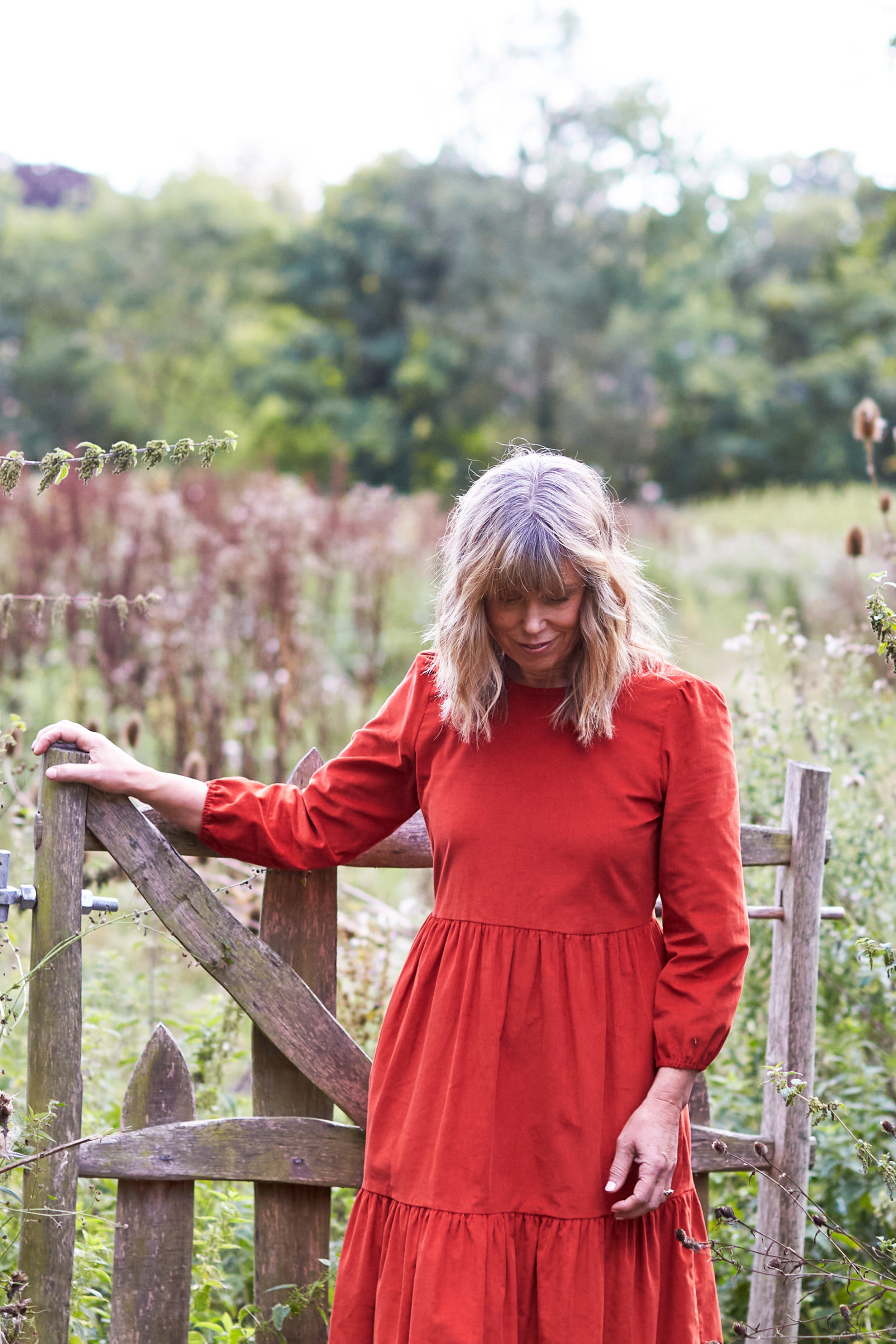 Mill Town Dress in Rust Corduroy