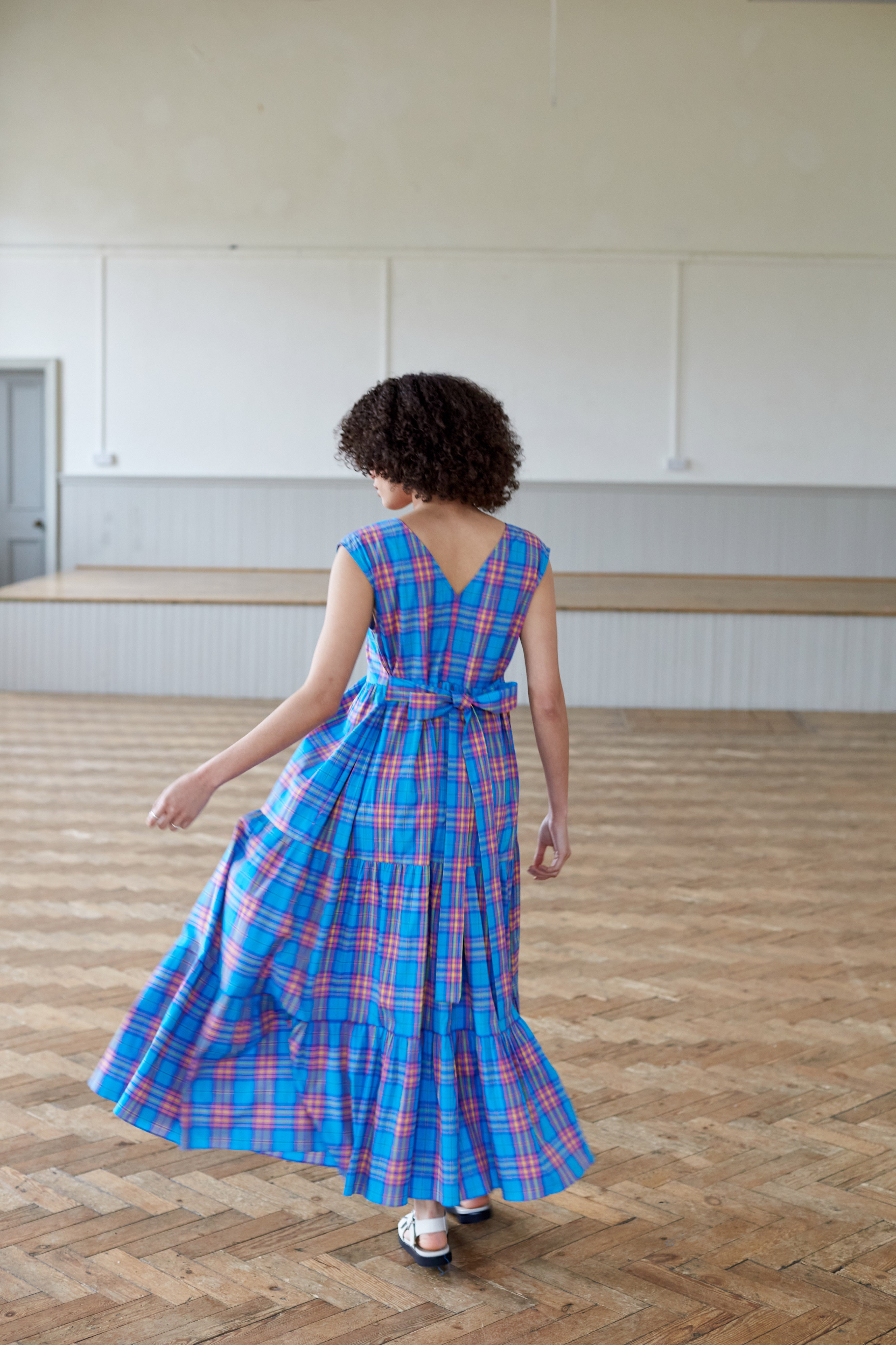 heck sleeveless cotton maxi , tiered sundress. Made in England