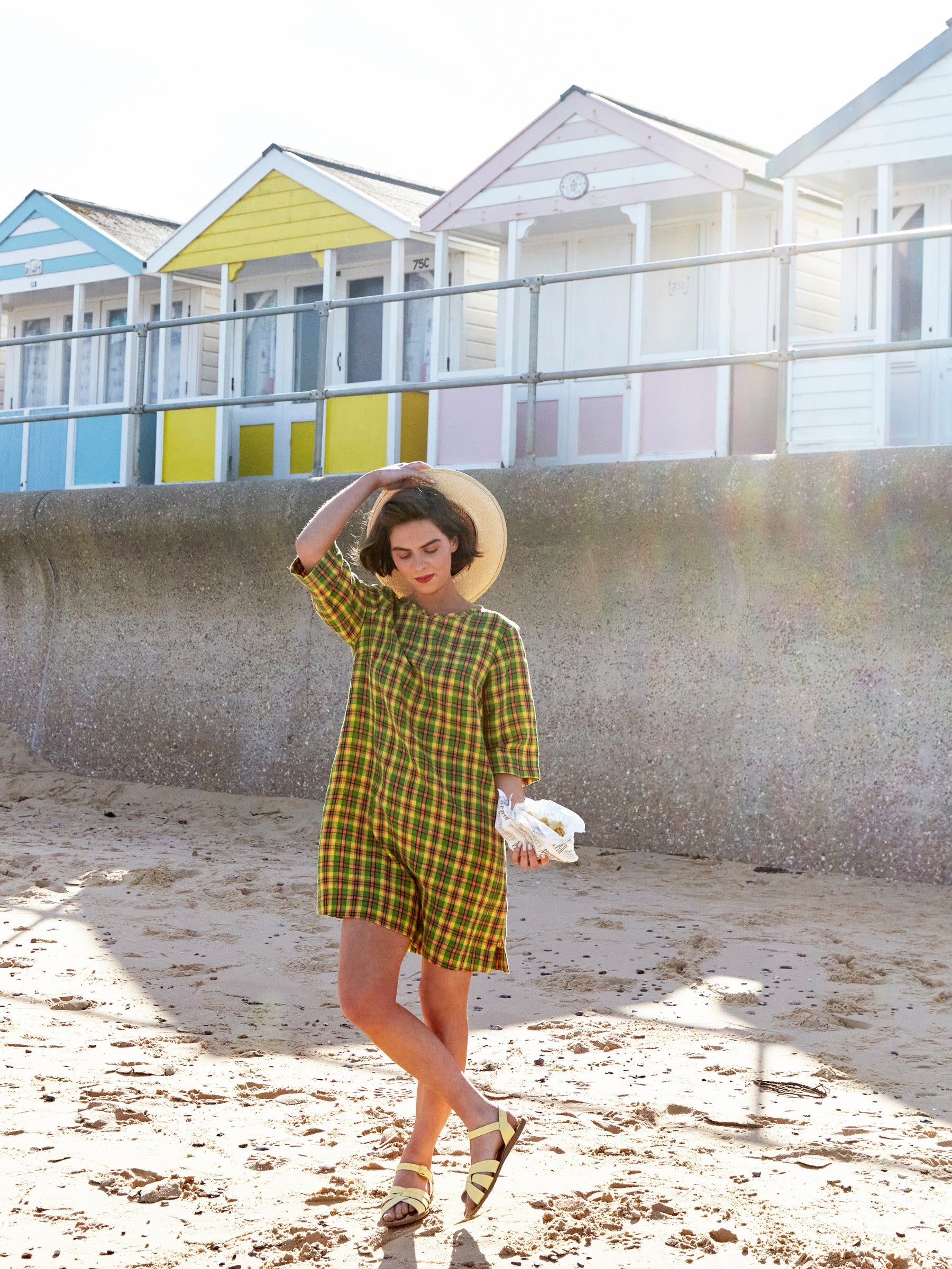 Tenby Dress in Derry Check Irish Linen