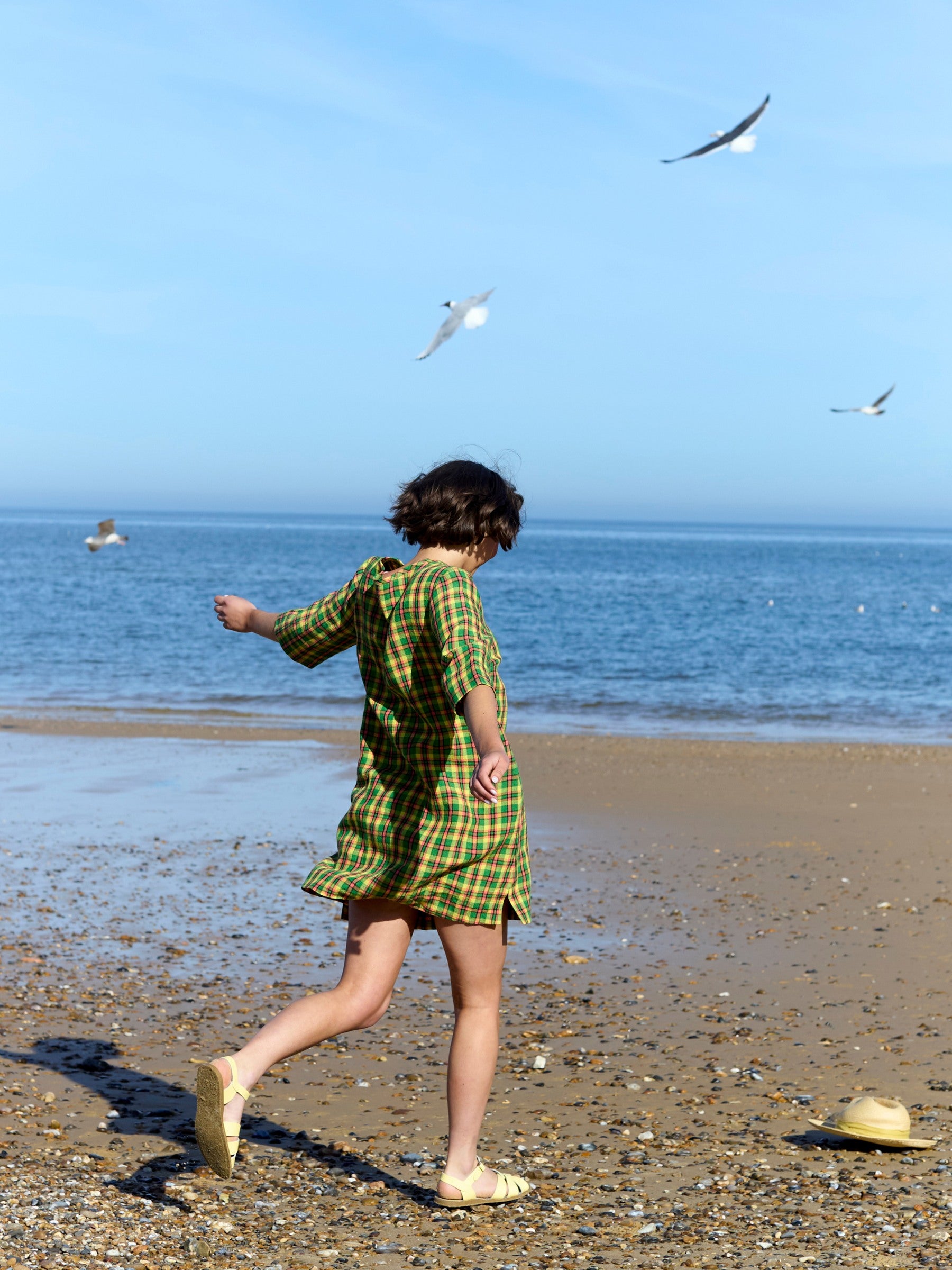 Tenby Dress in Derry Check Irish Linen
