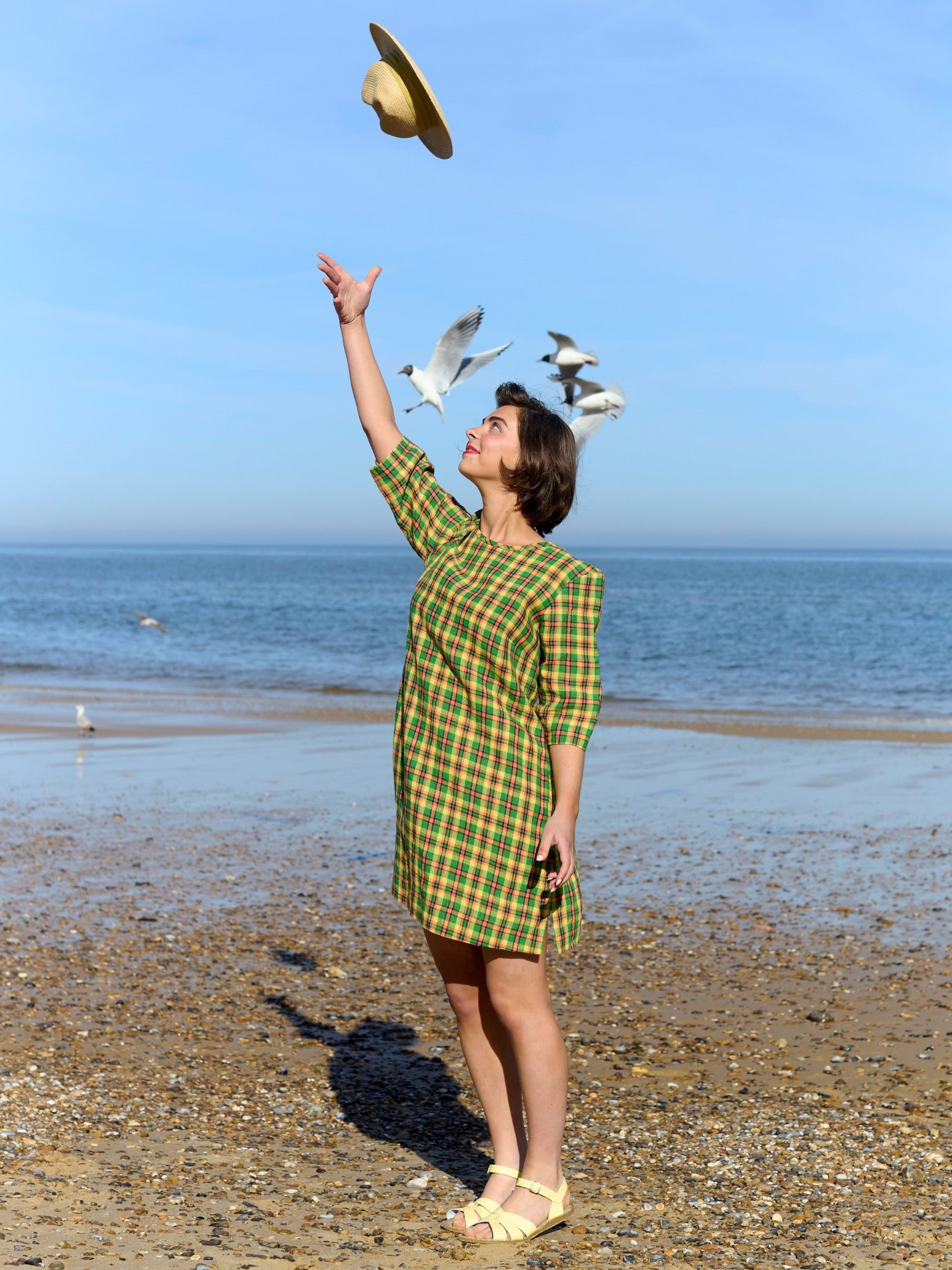 Tenby Dress in Derry Check Irish Linen