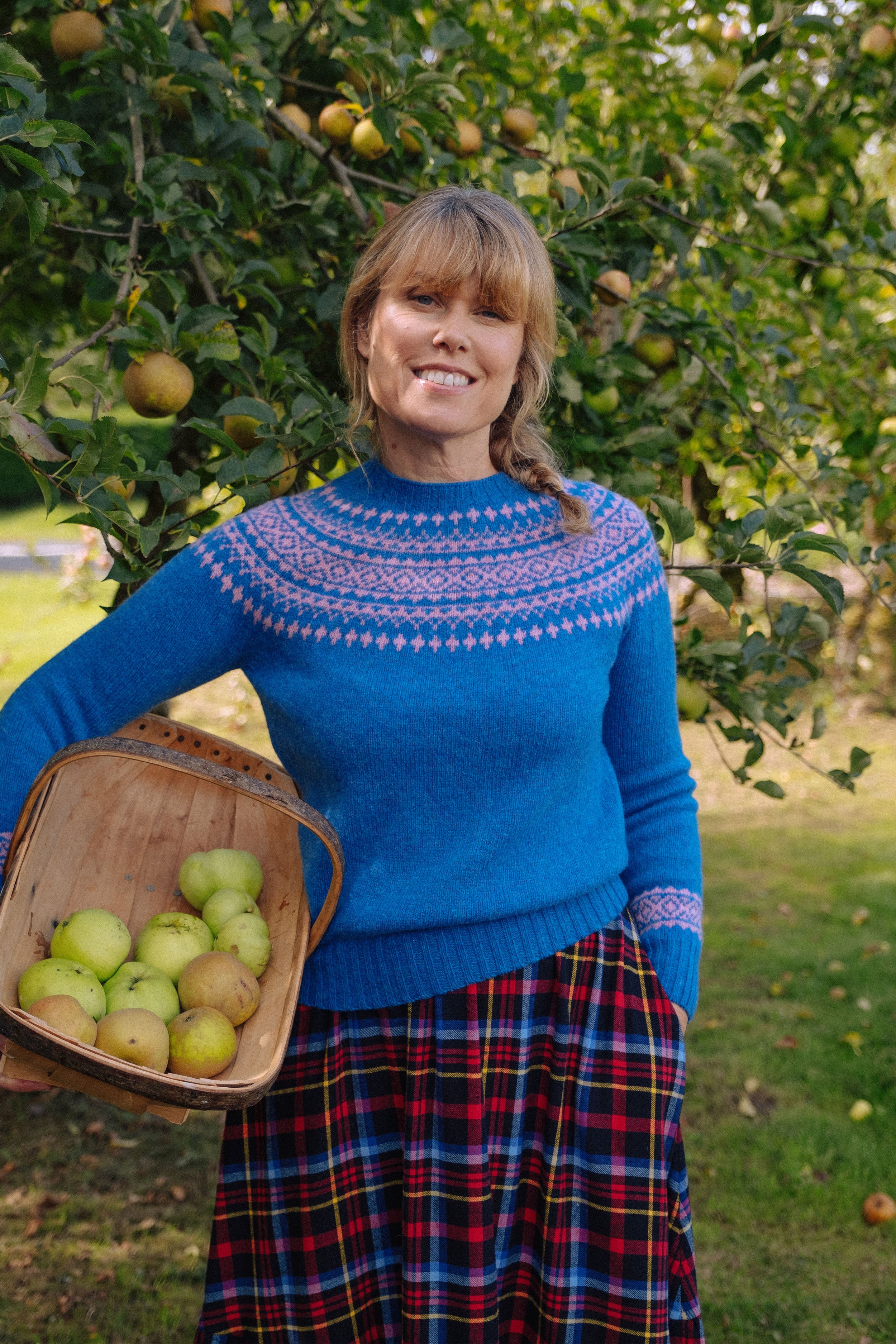 Nordic Fairisle Jumper in Blue and Pink | Made in Scoltand | Justine Tabak