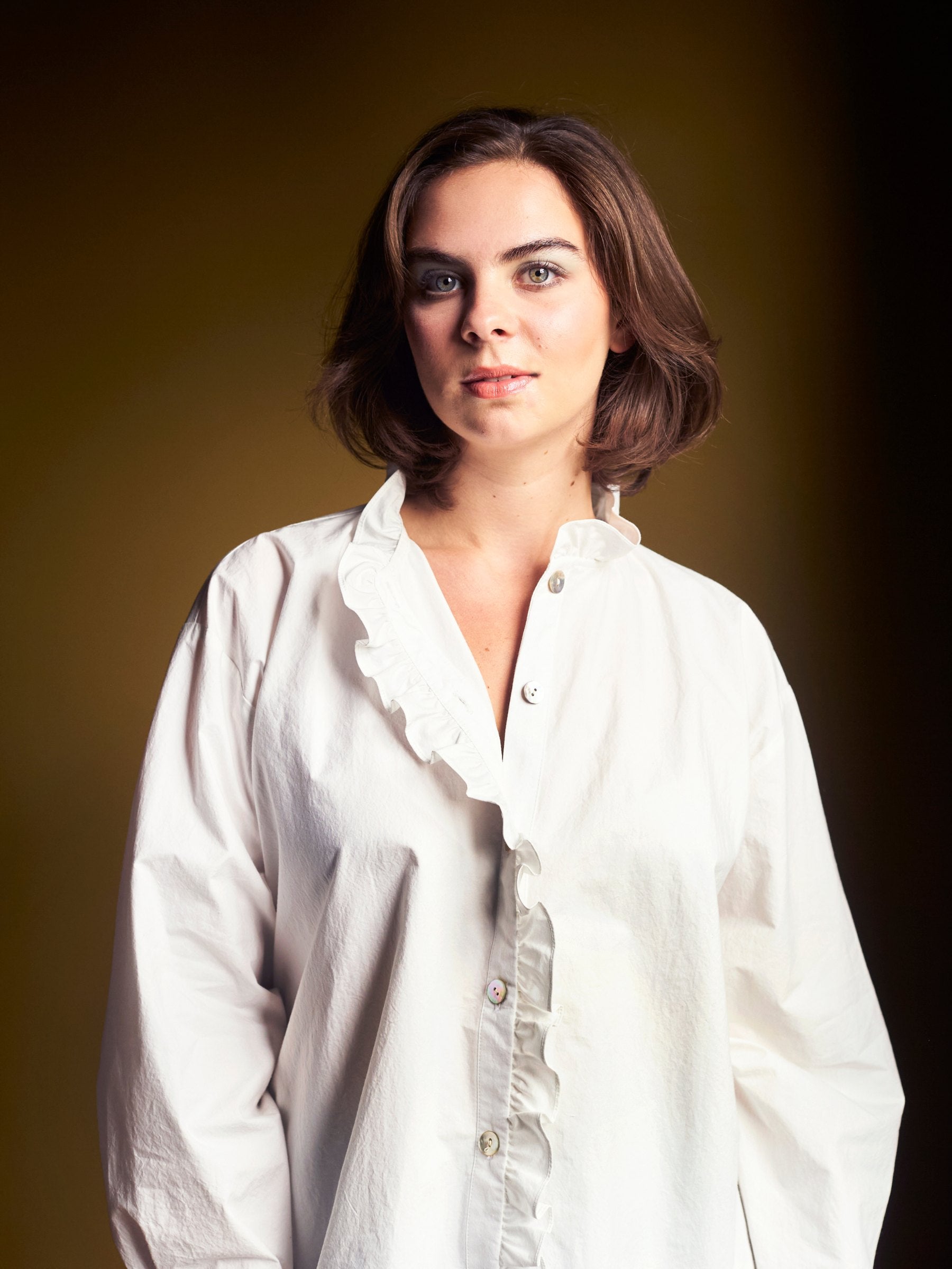 White Ruffle Shirt in Japanese Cotton | Made in England | Justine Tabak